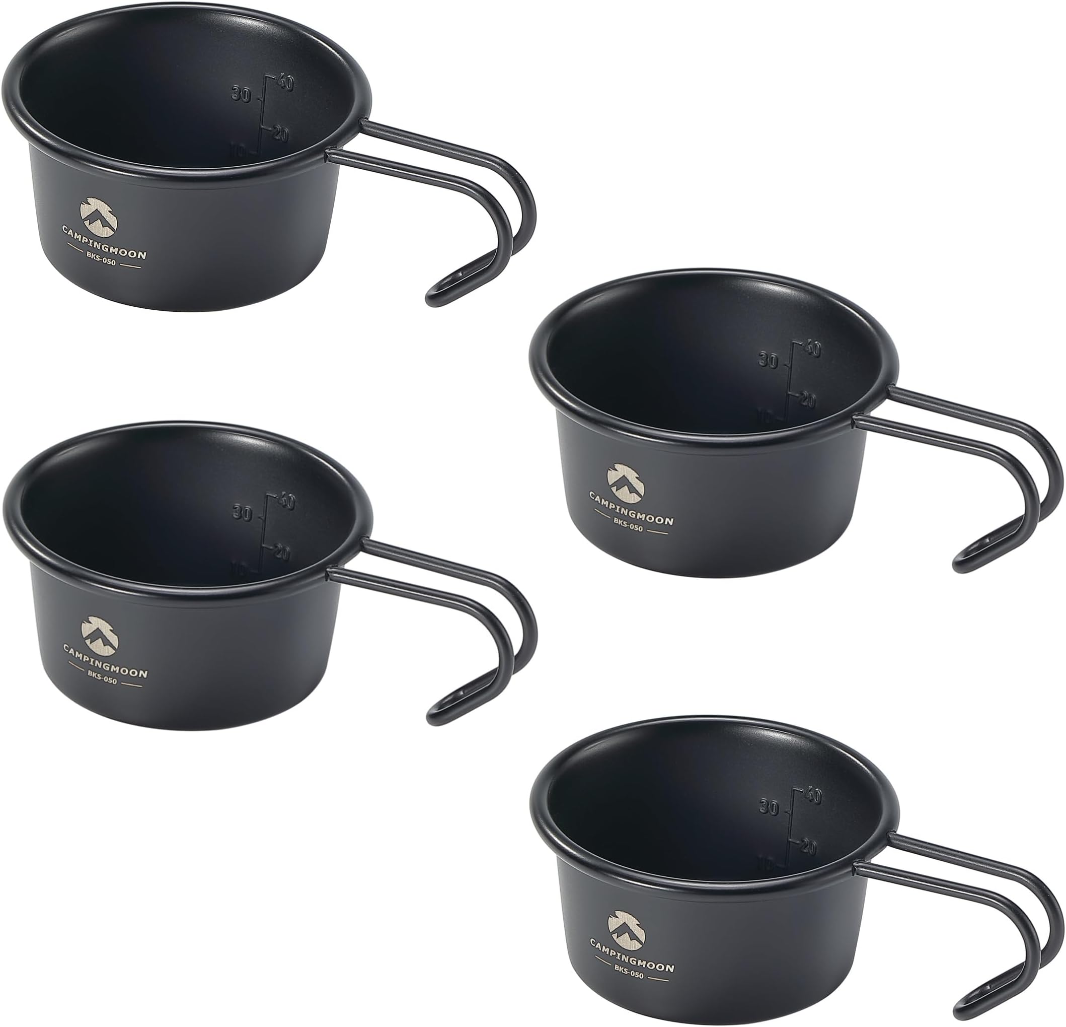 Camping Moon BKS-050-4P Sierra Cup, Black, Camping Cup, Mini Sierra Cup, Baby Sierra 2.0 fl oz (60 ml), 4 Pieces
