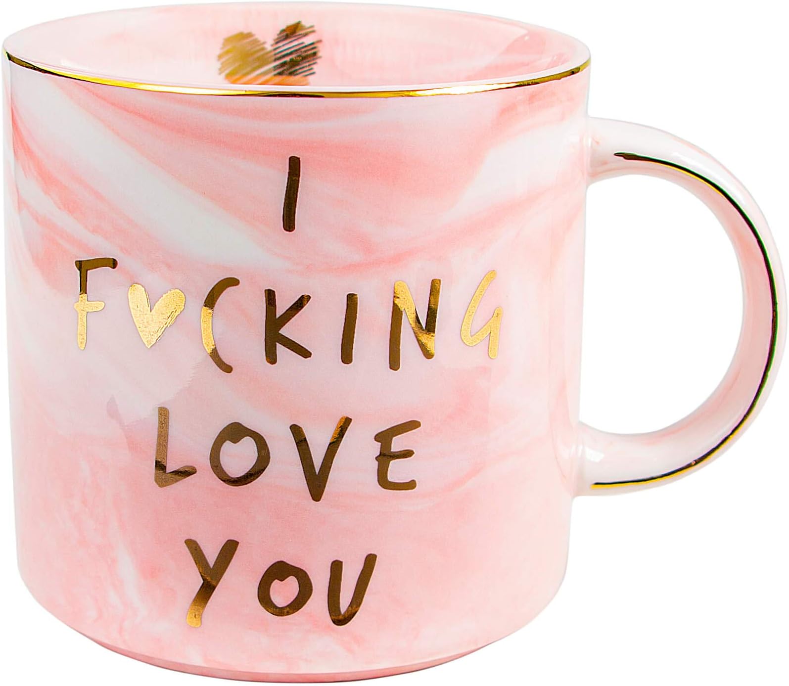 VILIGHTI Love You Mug for Her Funny Girlfriend Gifts - Presents Ideas for Mom Mother Women - Marble Pink Coffee Cup 11.5 Oz