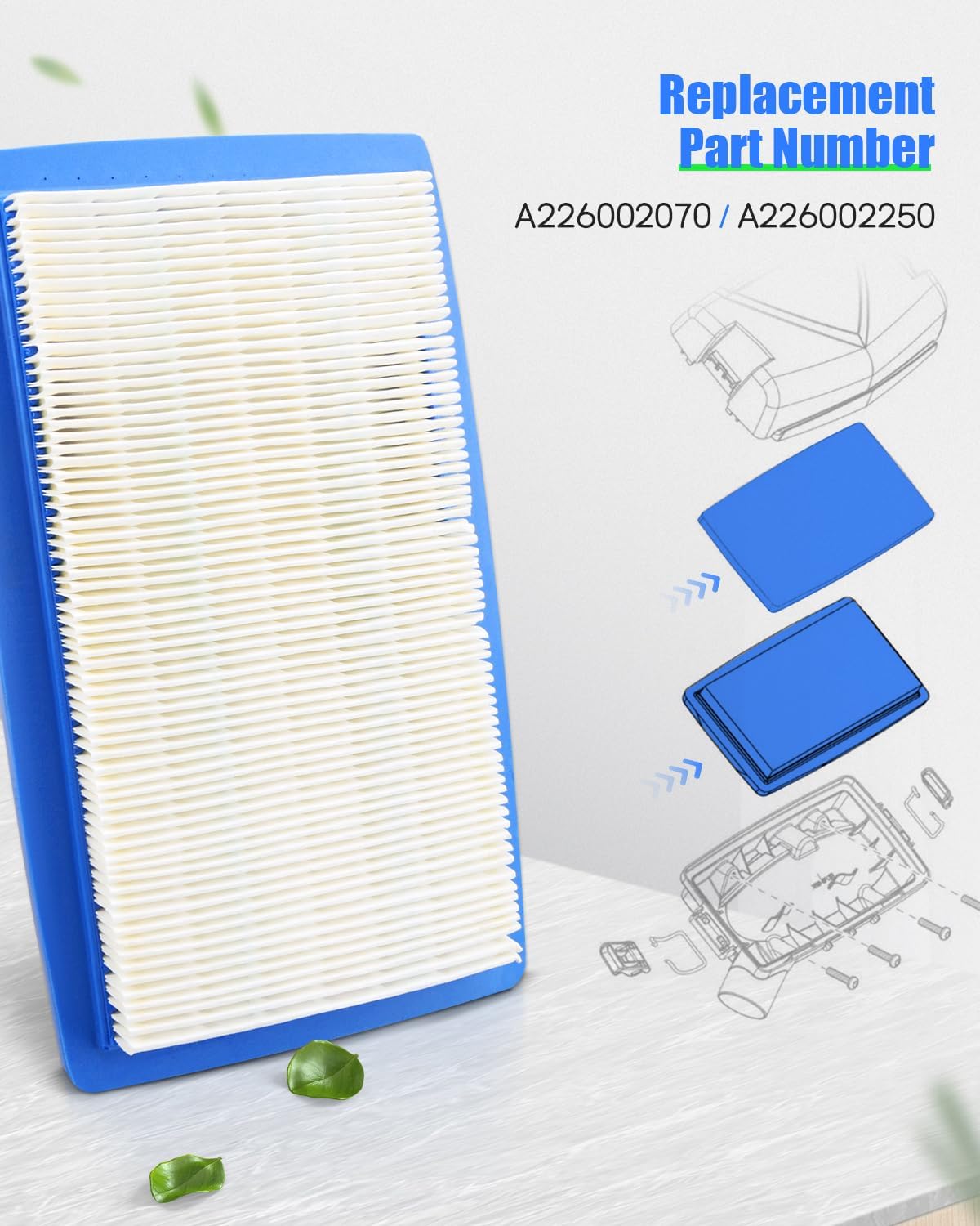 A226002070 Air Filter With Pre Filter Kit 5PCS Fit for Echo Blowers PB8010 PB-8010T PB-8010H PB9010 PB-9010H PB-9010T Backpack Leaf Blower Replace A226002250