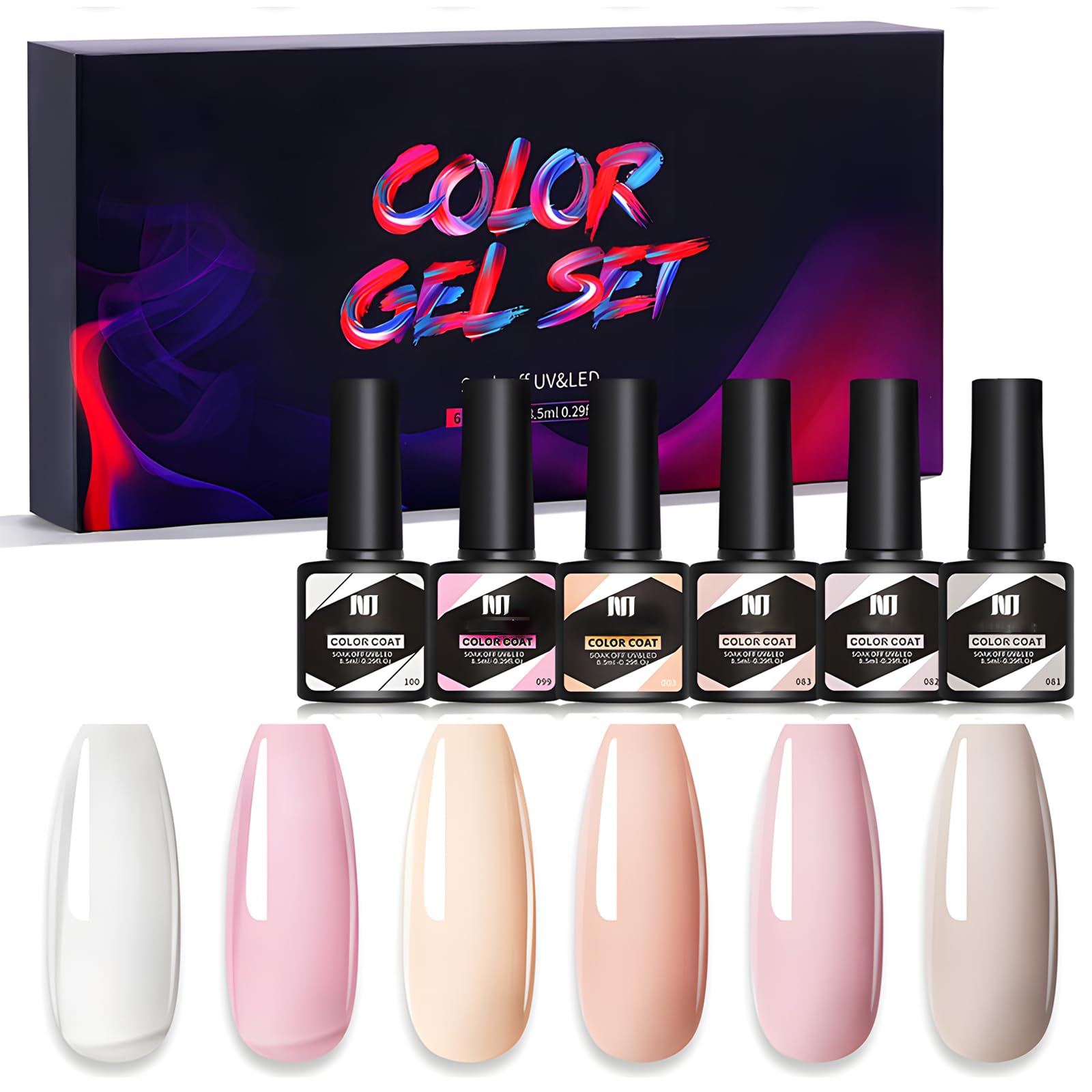 6 Colores Pintauñas Semipermanentes,Rosa Desnudo Esmaltes Semipermanentes para Uñas,Kit Uñas Semipermanentes Esmalte para Manicura,Gel UV LED Esmaltes en Gel Para Salón de Manicura Doméstico,8.5ml