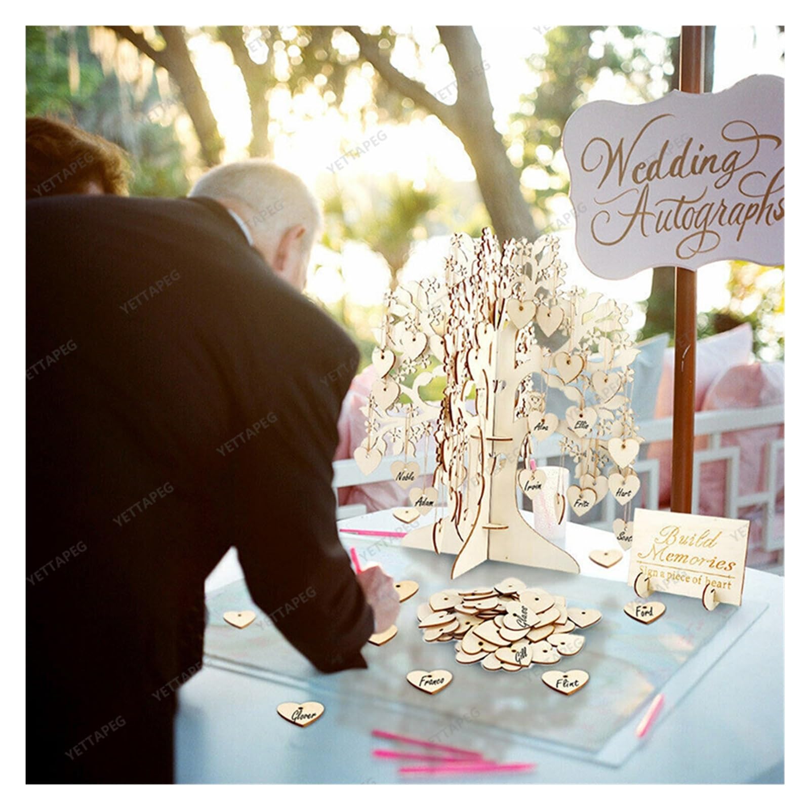 Erinnerungsbuch Gästebuch-Dropbox for Hochzeiten, Hochzeitsgästebuch, alternatives Dekor, Drop-Herz-Gästebuch aus Holz in Herzform, Gäste-Dropbox for Hochzeiten, süße Herz-Dropbox(Set 80pcs Heart)