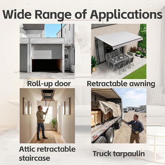 Attic Pull-Down Hook System Kit Includes 1 Extendable Attic Pull Rod,Attic Extension Rod up to 40 Inch,Retractable Ceiling Ladder