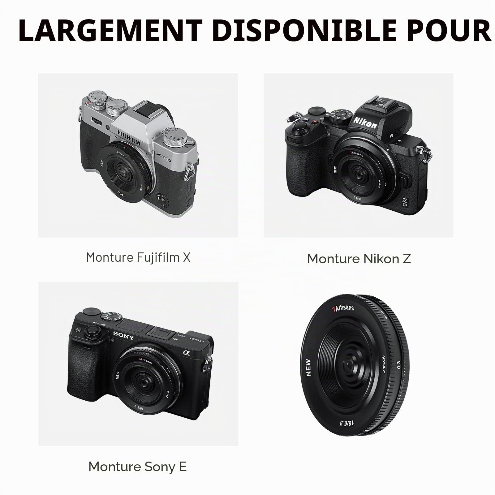 7artisans Objectif APS-C 18mm F6.3 Ultra-Fin APS-C Prime pour appareils Photo Fujifilm XF compacts sans Miroir pour Fuji Xh2s XT4 XT3 XE4 Xs10 X-A10 X-A7 X-M2 X-T10 X-T2 X-T20 X-Pro1 X-Pro2 X-E1 X-E2