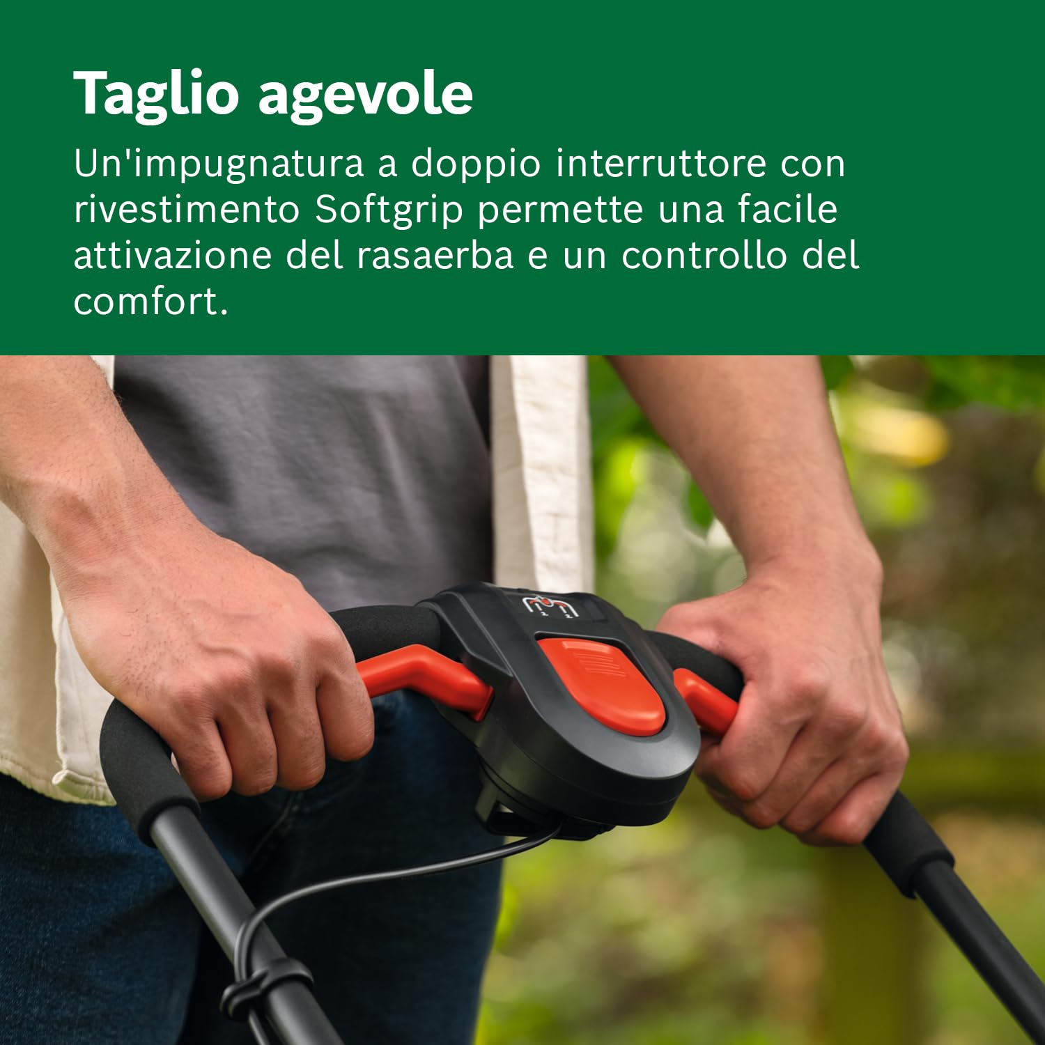 Bosch Rasaerba a batteria ROTAK18V2-38 senza batt./caric. | larghezza di taglio: 38 cm, altezza di taglio: 30-75 mm, sacco raccoglierba in tessuto da 40 l, tappo per pacciame