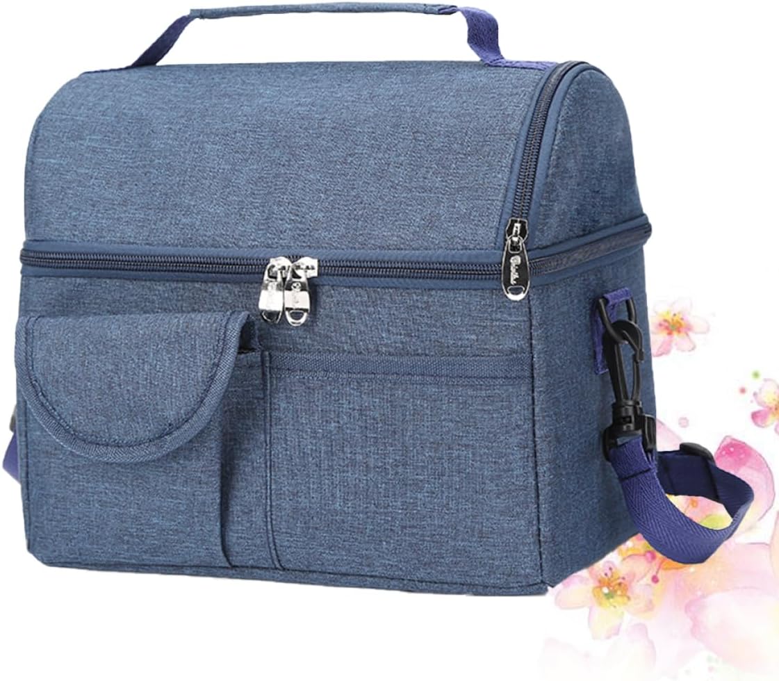 PRETYZOOM 1pc Insulation Bag Reusable Lunch Bags Produce Foldable Cooler Bag Portable Milk Warmer Bottle Warming Bags Freezer Kit Insulated Food Bag Fresh Keeping Packet Bag Navy