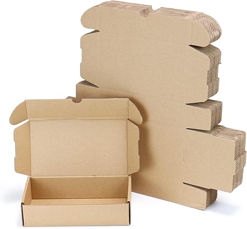 Flamorrow Cajas de envío de 7 x 4 x 2 pulgadas, paquete de 25, caja de cartón corrugado, sobre y embalaje para pequeñas empresas
