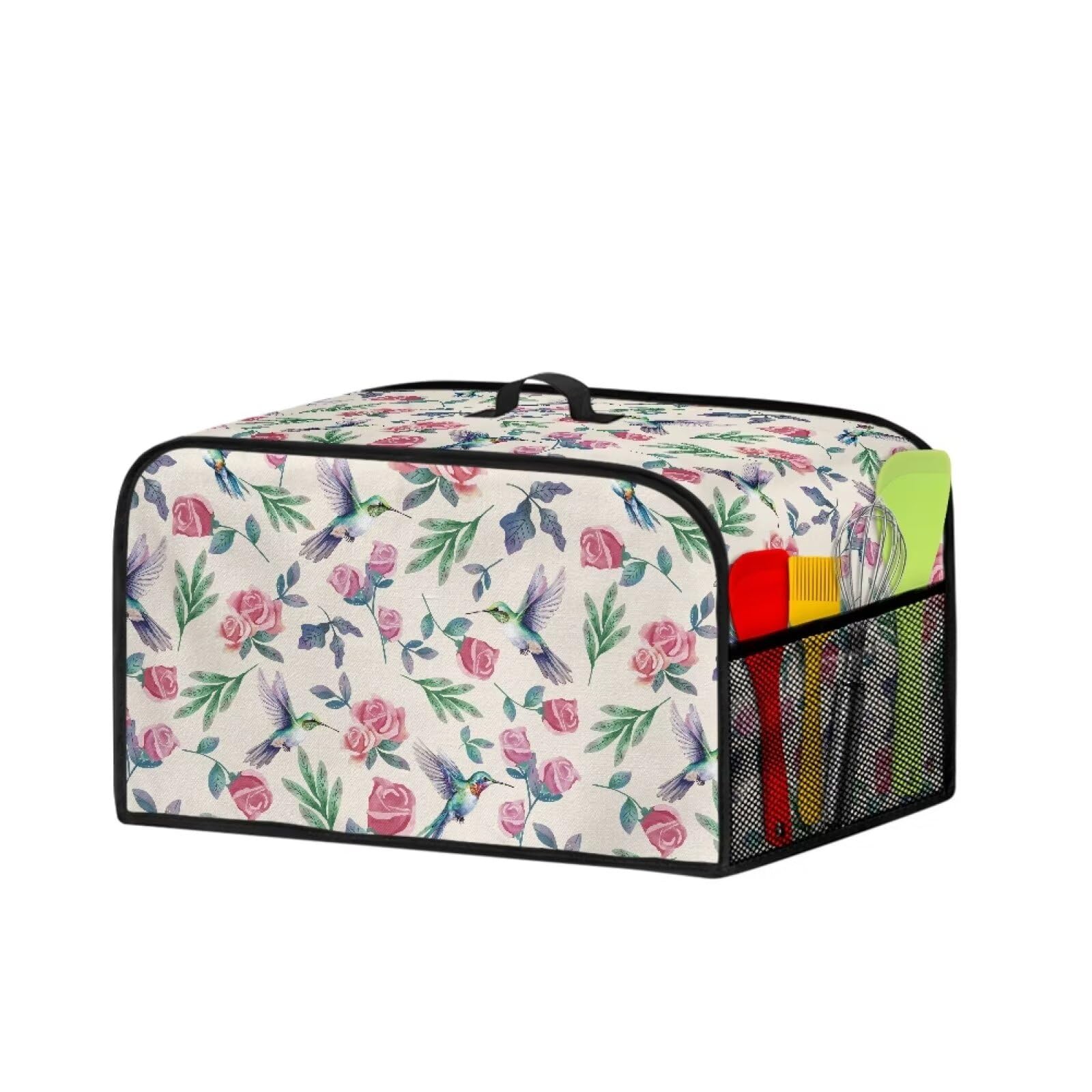 TODIYADDU Rose Hummingbird Slow Cooker Carrying Case Insulated Kitchen Appliance Dust Cover with Handle and Storage Pocket for Crock Pot or Air Fryer Waterproof Slow Cooker Cover Holiday Gifts