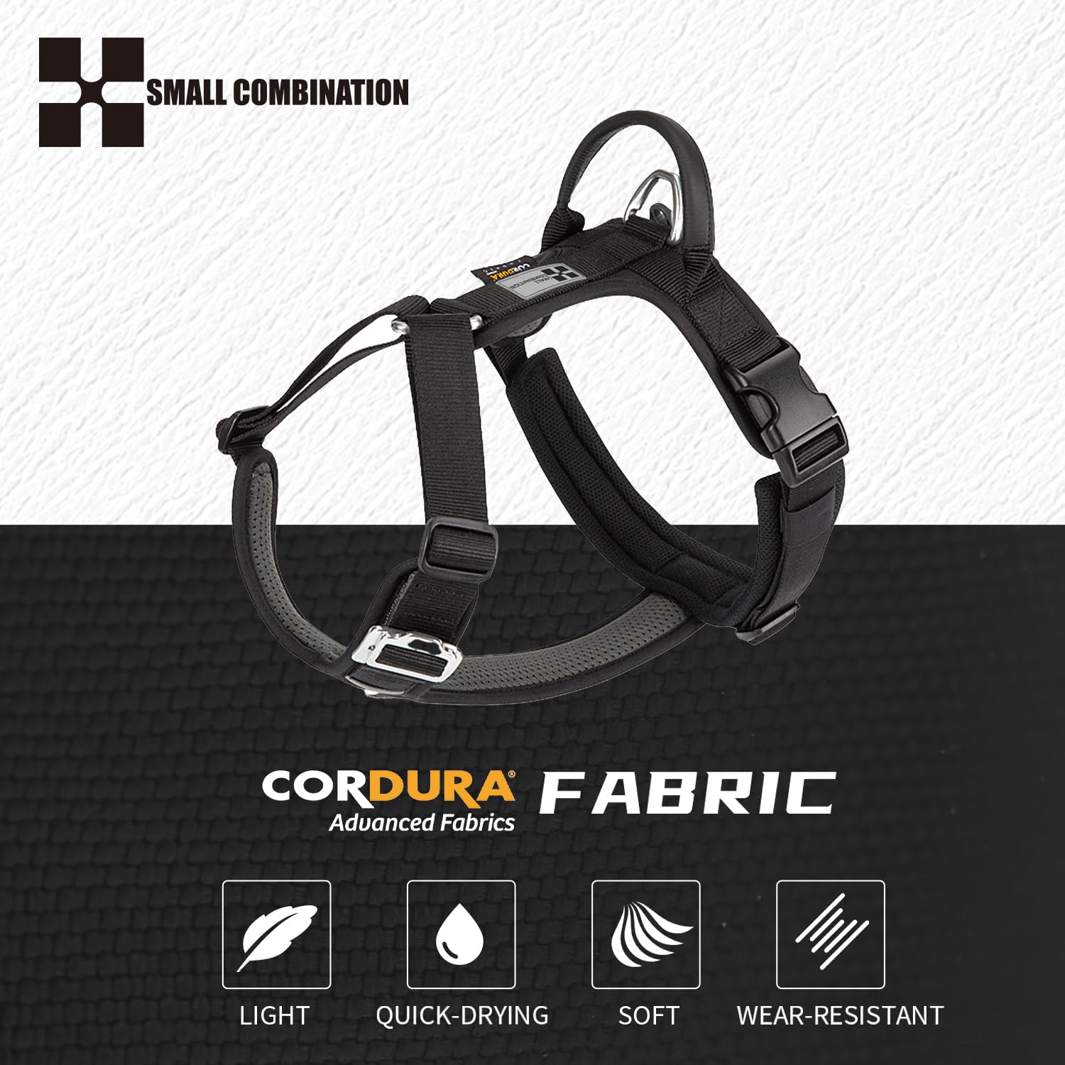 Arnés ajustable para perro con asa, acolchado cómodo, para perros pequeños, medianos y grandes (color negro, talla S)