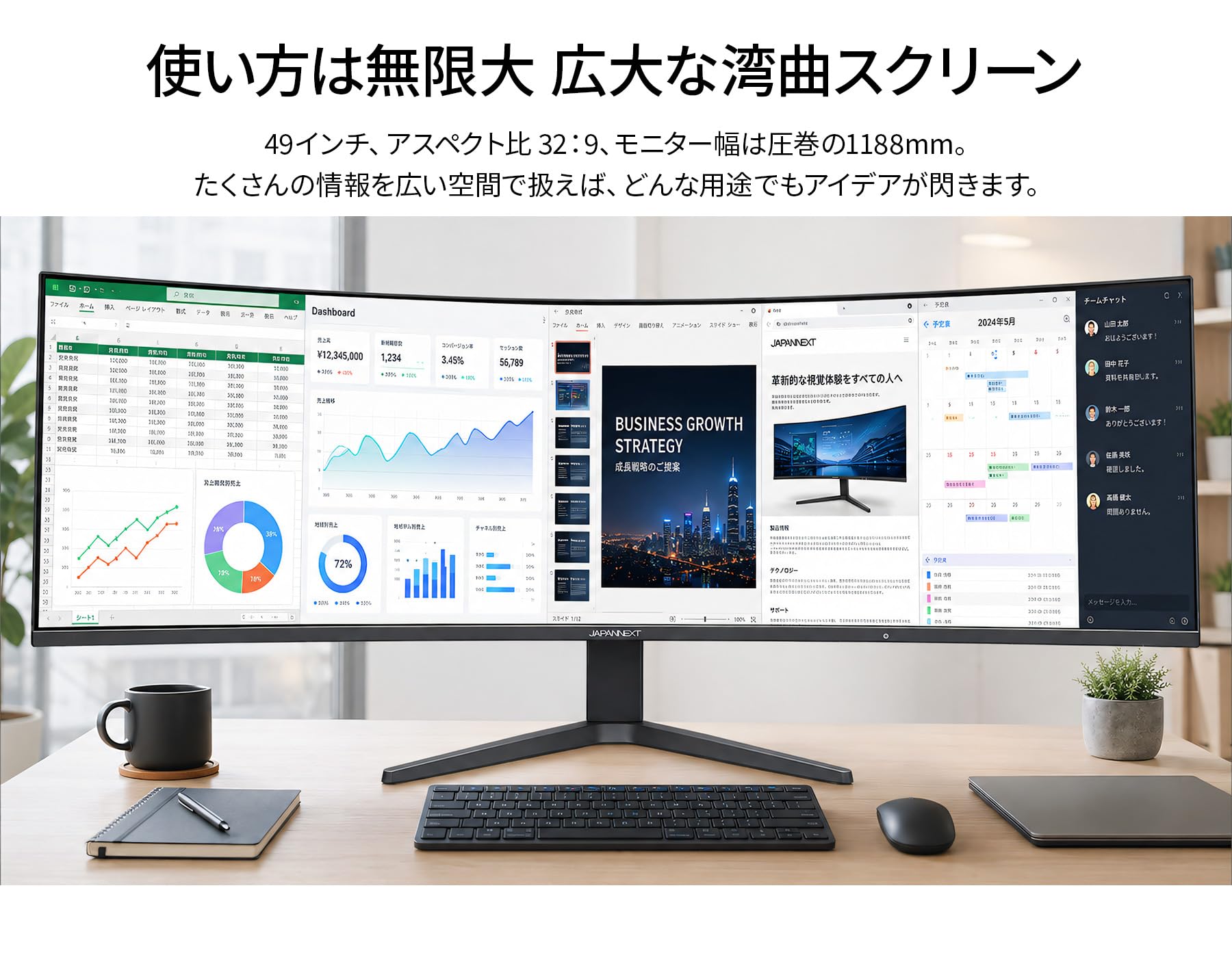 Amazon.co.jp: JAPANNEXT 49インチ VA 165Hz DWQHD(5120×1440) 湾曲