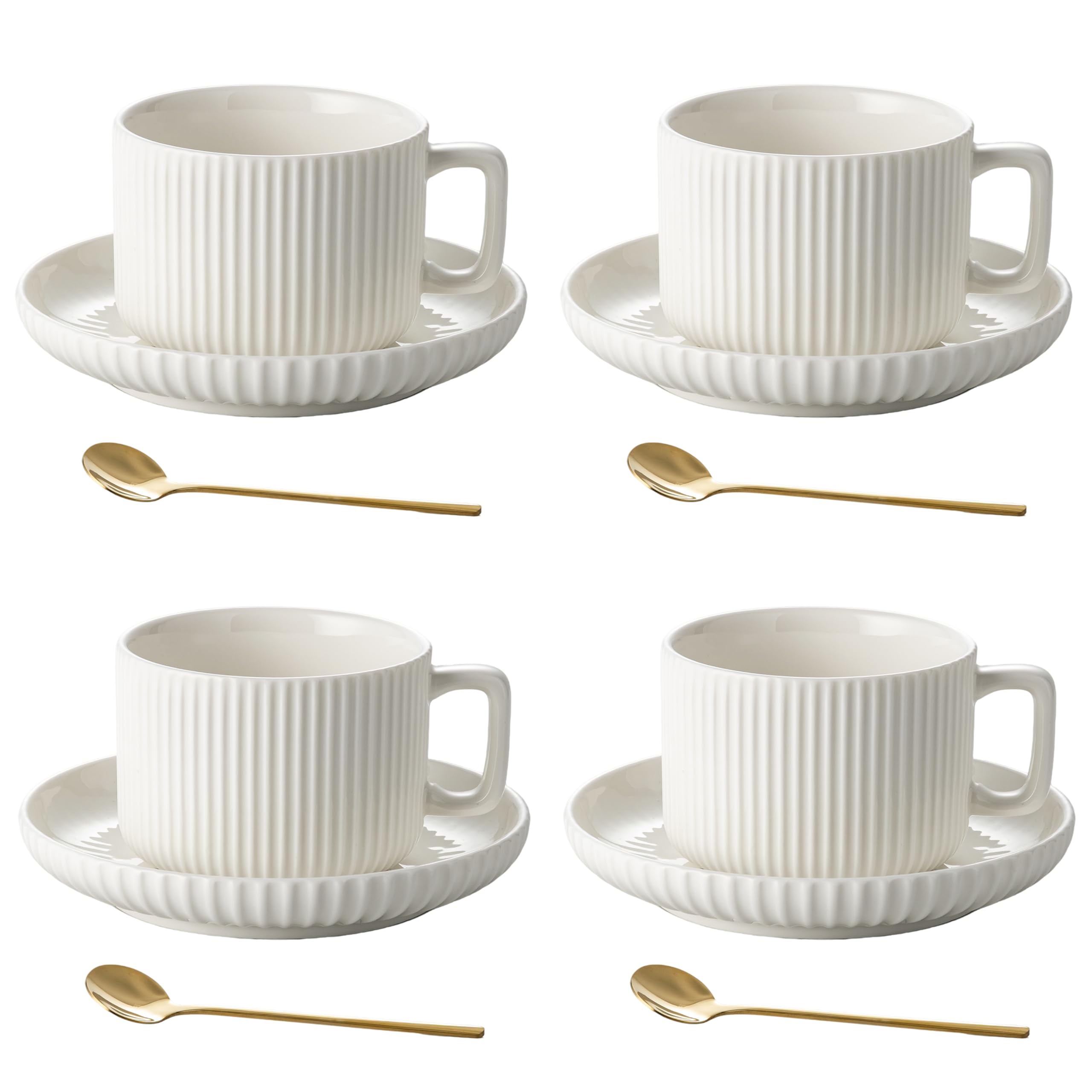 Amazon.com | AYUCIA 8 Ounce Cappuccino Cups Set of 4, Latte Mugs