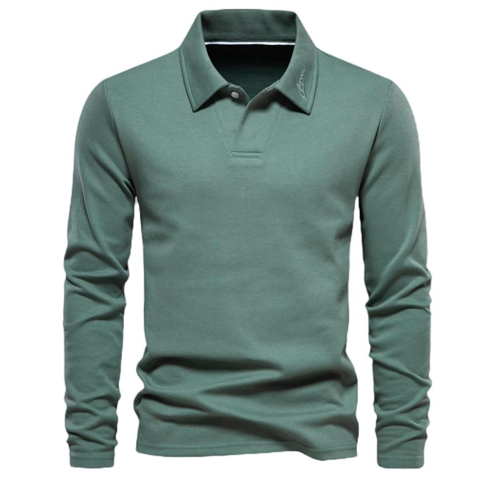 Polo à manches longues homme respirant taille L haut polyvalent à revers vert