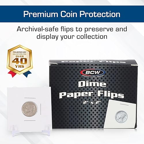 Miniatura 2 de BCW Monedas de 2 x 2 para monedas | Soportes para monedas de 0.705 in | Soportes de monedas de papel de archivo | Monedas Flips 2x2 – 100ct