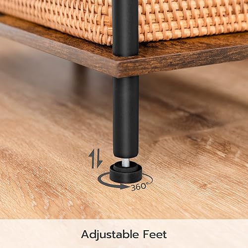 Miniatura 6 de HOOBRO Mesa auxiliar, mesa lateral pequeña, mesita de noche con 2 estantes de almacenamiento, mesa de sofá para espacios pequeños, sala de estar,