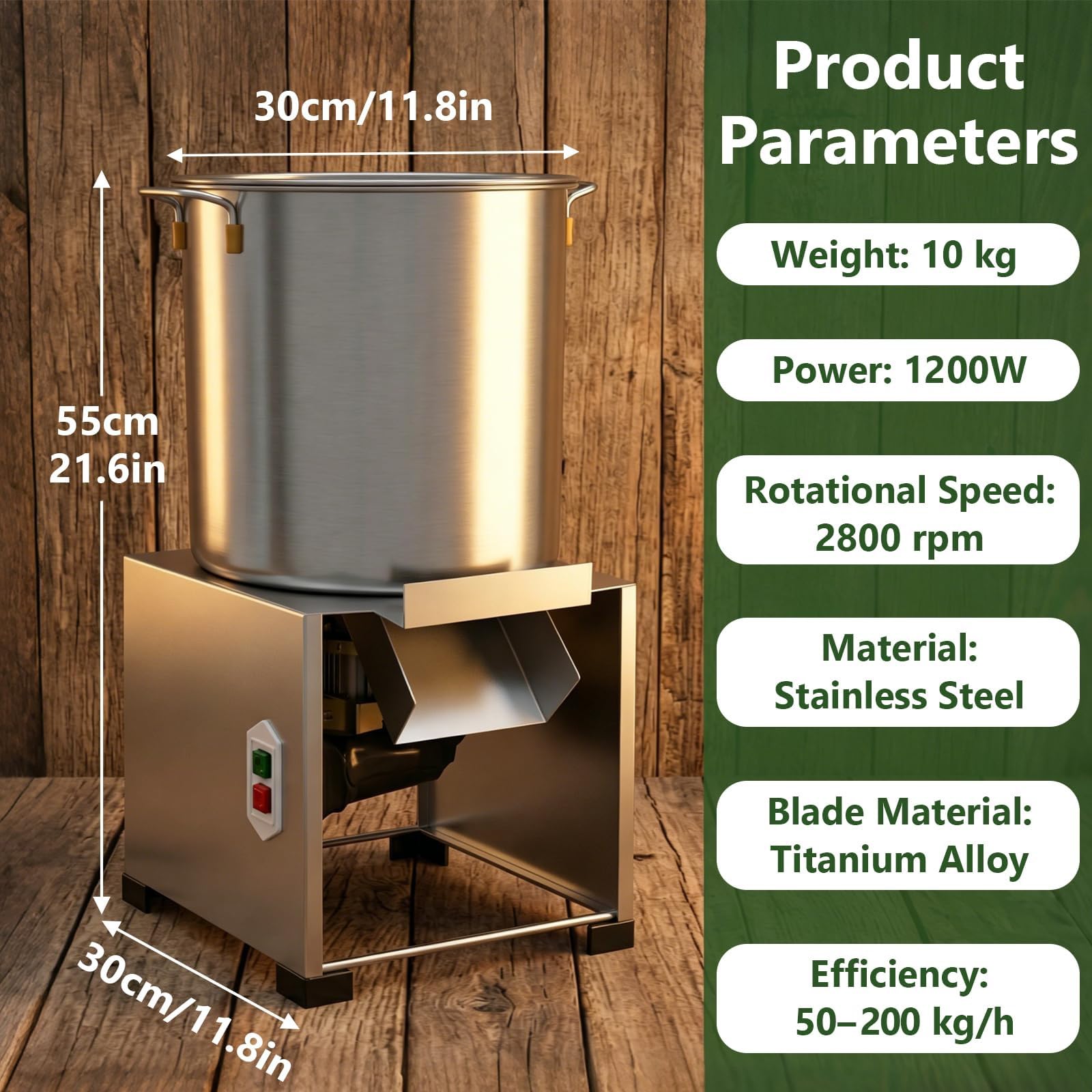Trituratore Elettrico Per Verdure 2800r/min - Processore Commerciale Di Verdure In Acciaio Inox, 4 Lame, Capacità 50-200kg/h, Ideale Per Mangime Avicolo, Include Accessori