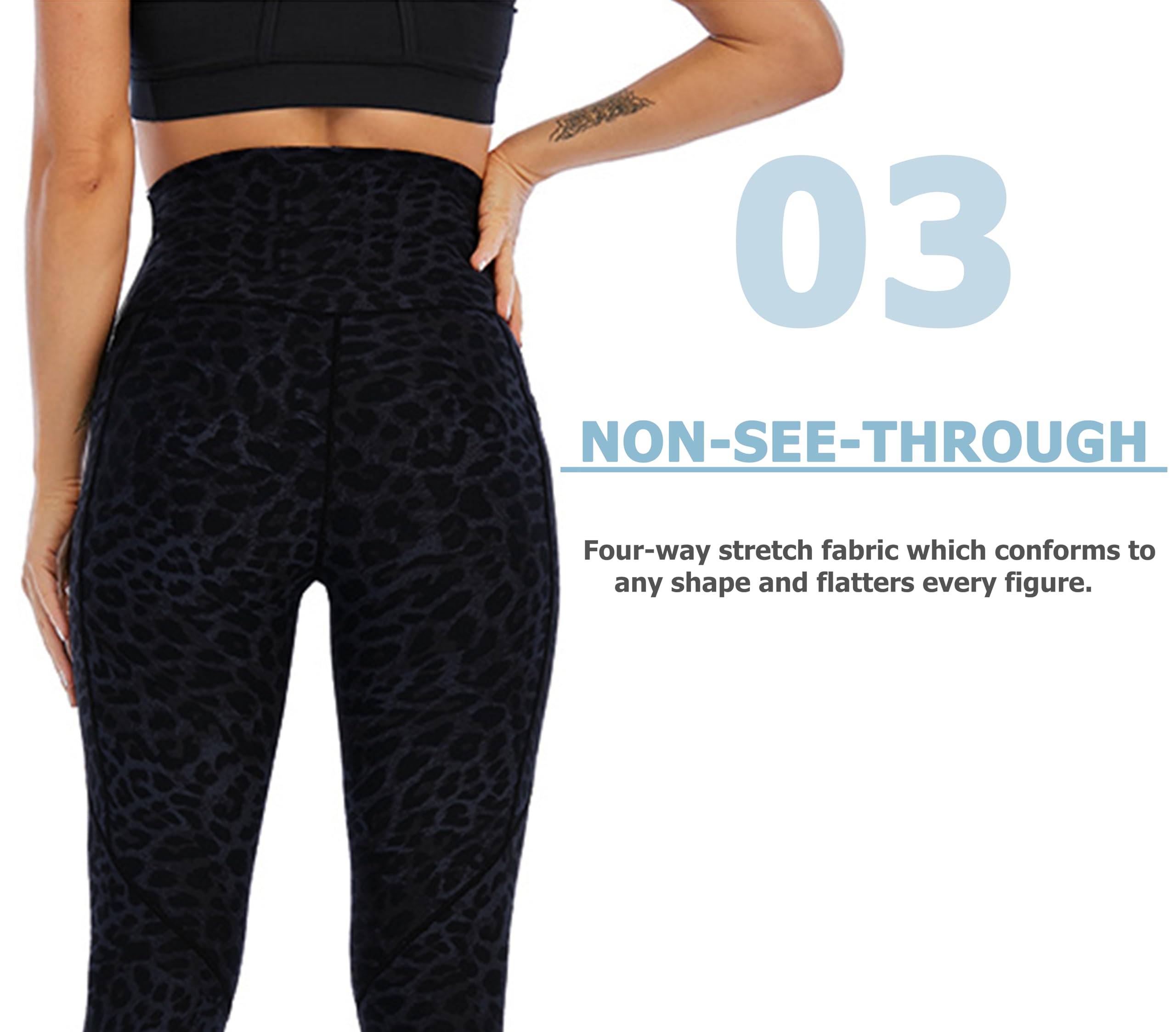 Leggings de leopardo para mujer, con estampado animal, cintura alta, pantalones de yoga con dos bolsillos grandes, suaves como la mantequilla, para entrenamiento, correr, tallas XS-XXL UK