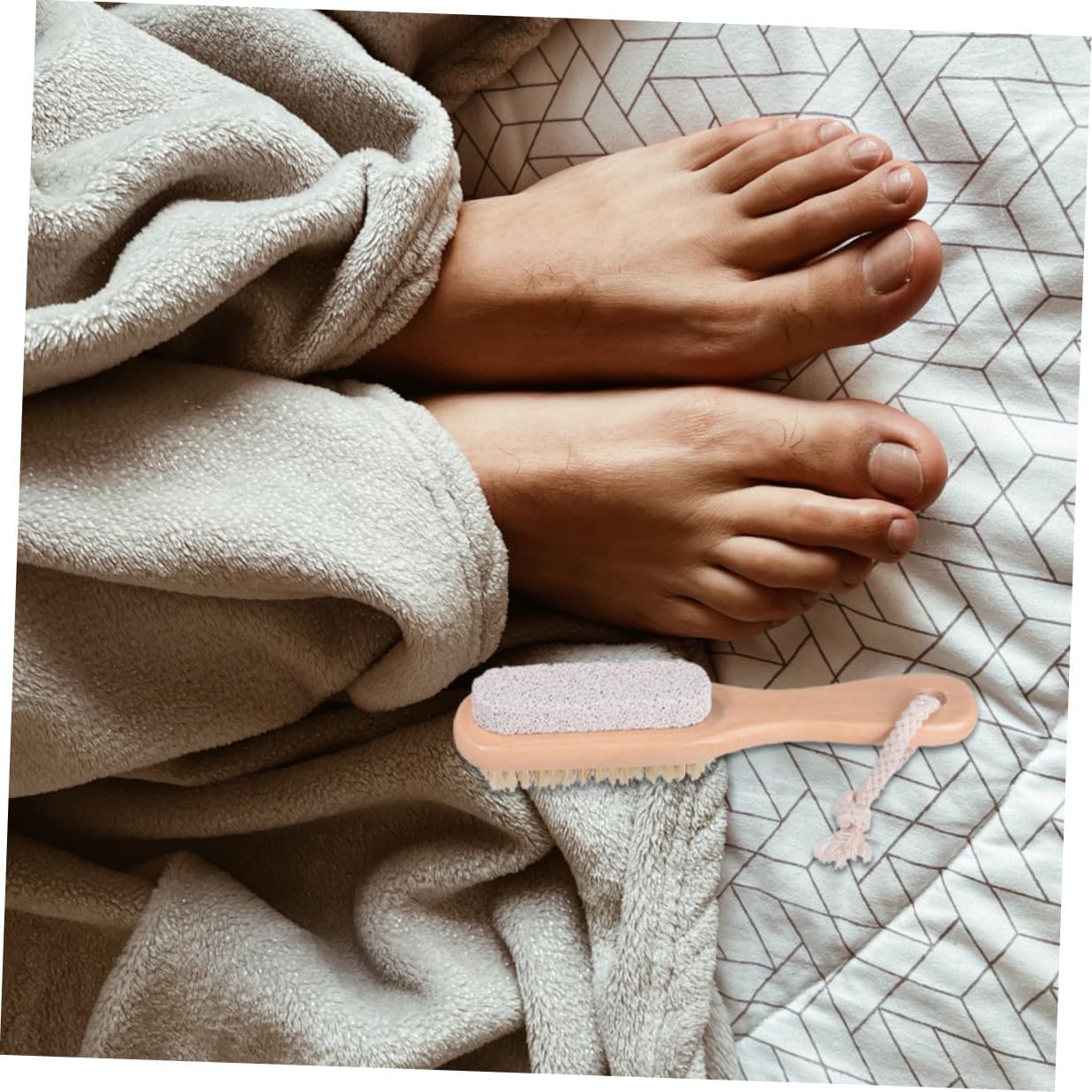 3pcs Foot Pumice Brush with Natural Bristles and Wooden Handle Dual-Sided Foot Scrubber for Hard Skin Removal and Exfoliating for Shower and Pedicure Use