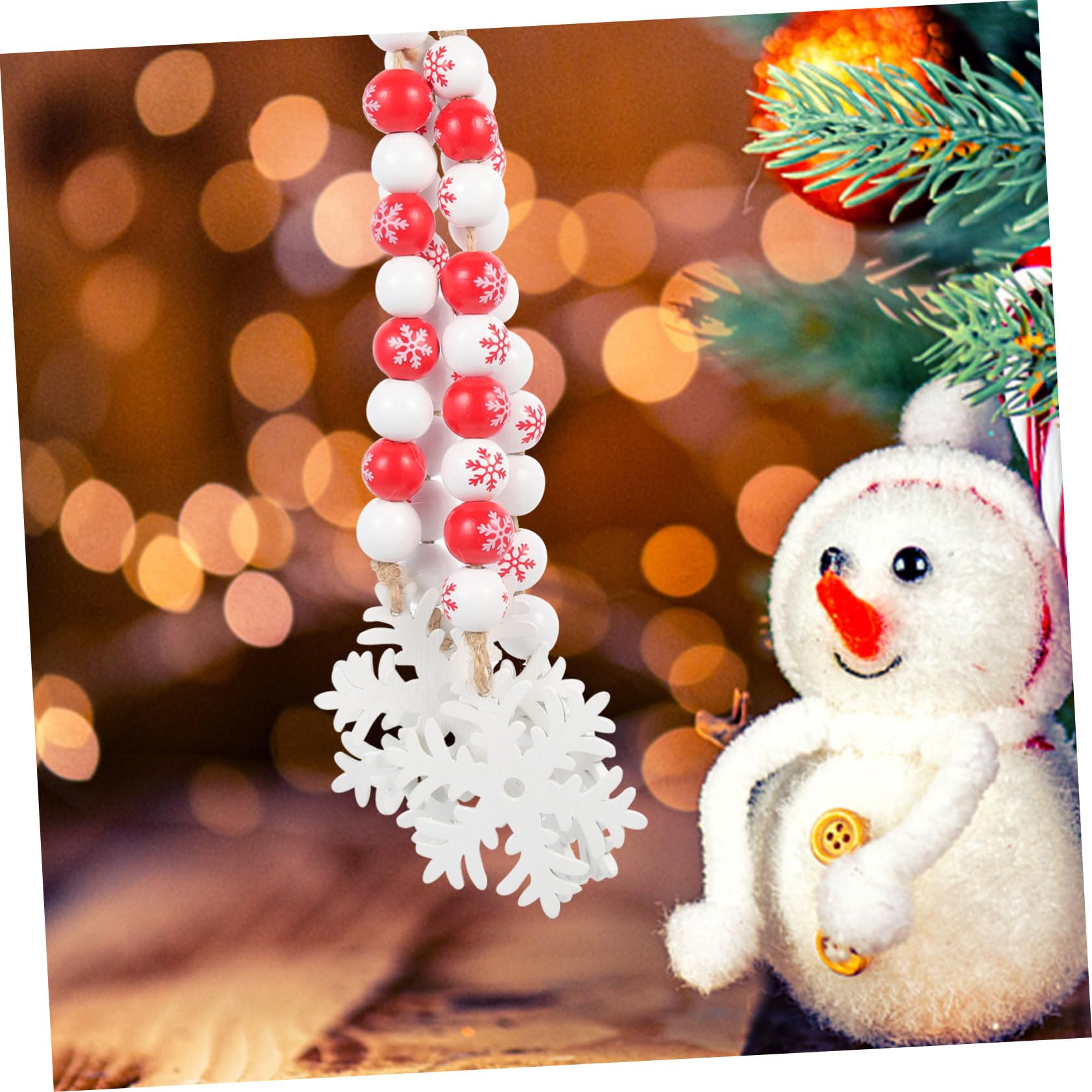 STOBAZA 12 Piezas Colgante de de Nieve con Cuentas de Madera Bolas navideñas Xmas Decorations encantos de de Nieve Adornos de de Nieve Adornos Colgantes de Navidad
