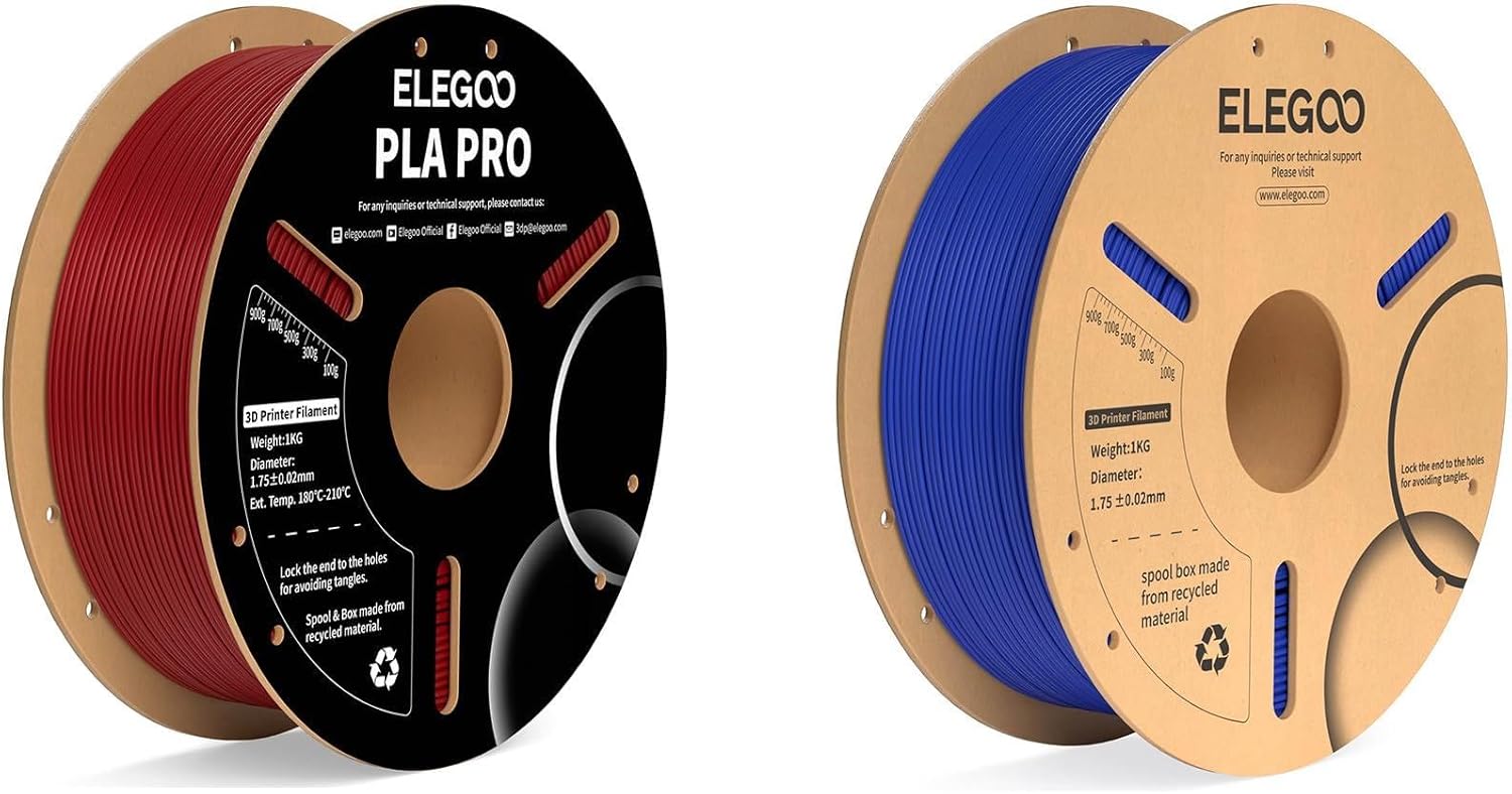 PLA PRO Filament Burgundy Red 1KG & PLA Plus Filament Dark Blue 1KG