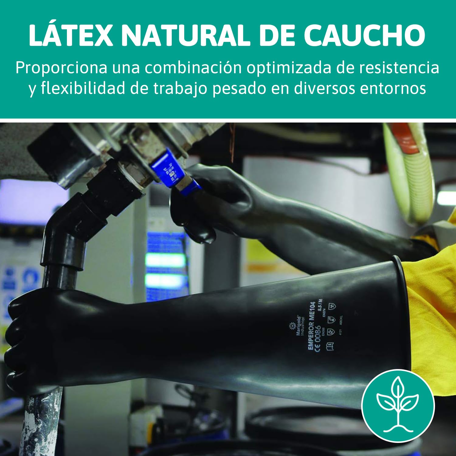 Ansell Guantes de látex de protección química AlphaTec 87-104, guantes de protección para las industrias mecánica y química, buena flexibilidad y elasticidad, 1 par, talla 8.5 (M)