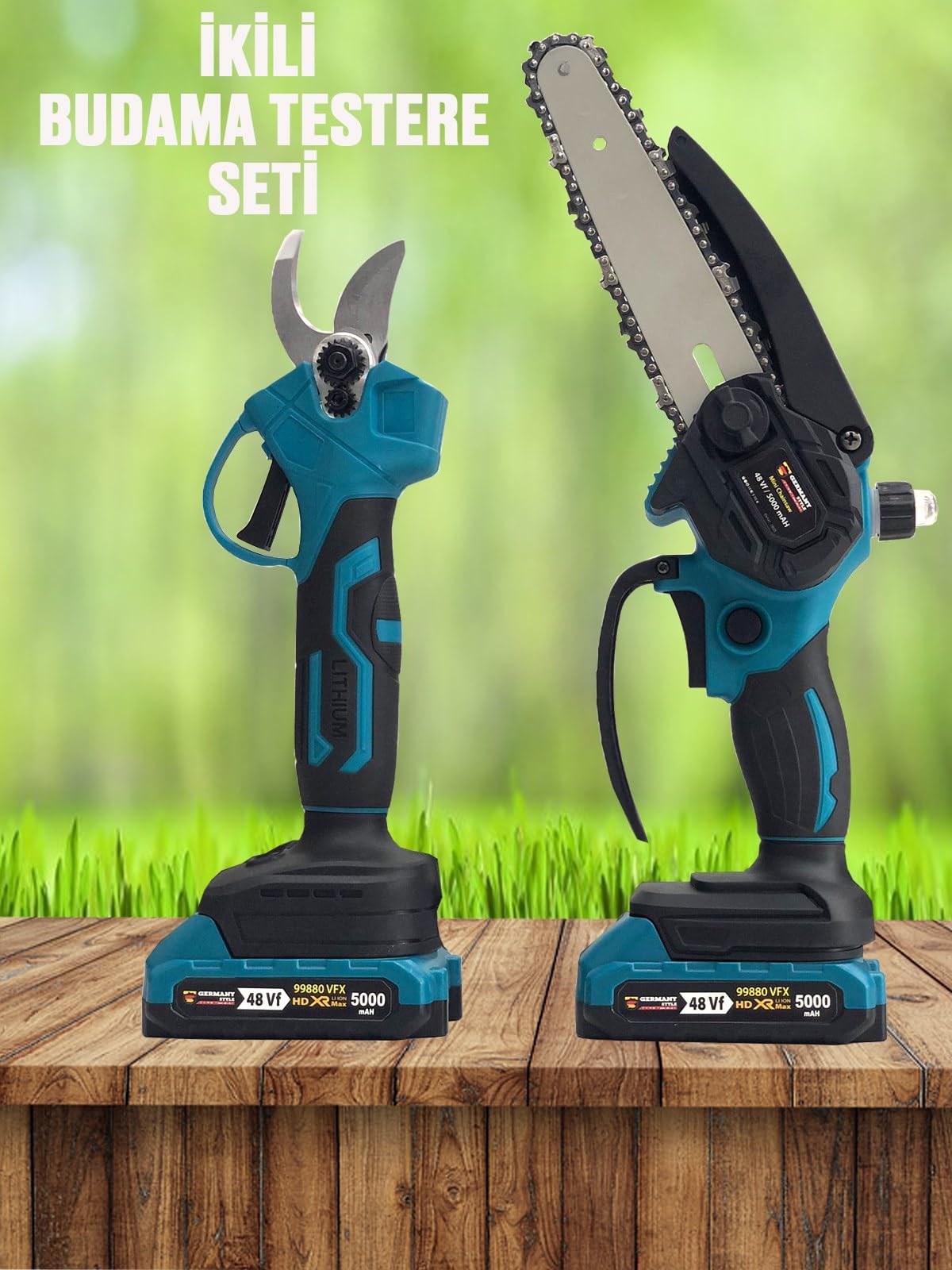 Germany Style GRM 99880 Çift Akülü 2 Li Set Şarjlı Ağaç Dal Kesme