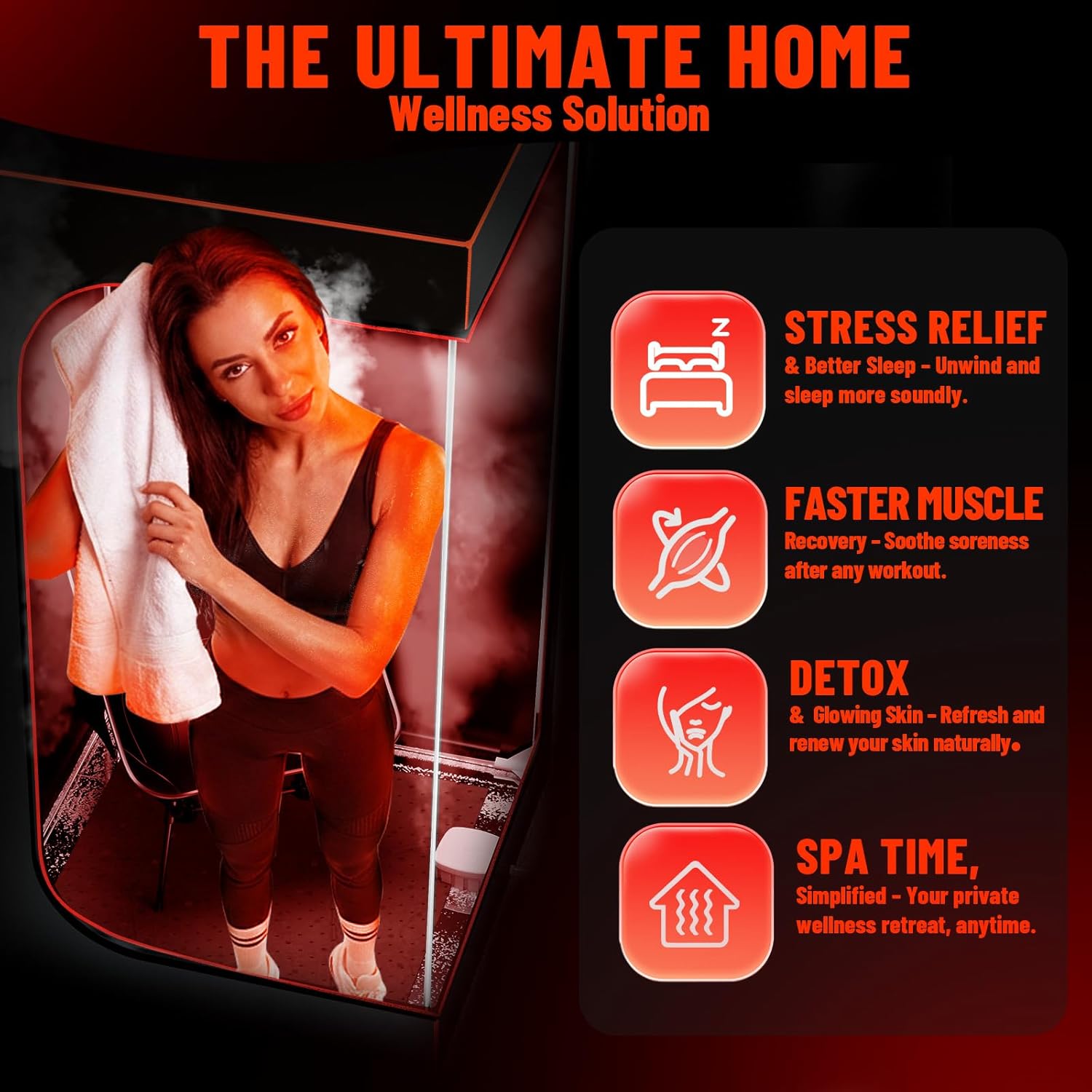 Portable Sauna Tent, 1500W Steam Sauna Box with Steamer & Remote, Personal Home Sauna for Indoor & Outdoor Use, Foldable with Chair, 9-Level Steam Room