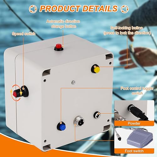 Miniatura 2 de Sistema de secado automático de caña de pescar de inversión, 0-40 RPM ajustable, 100-240 V, máquina de bobinado de construcción de caña de pescar