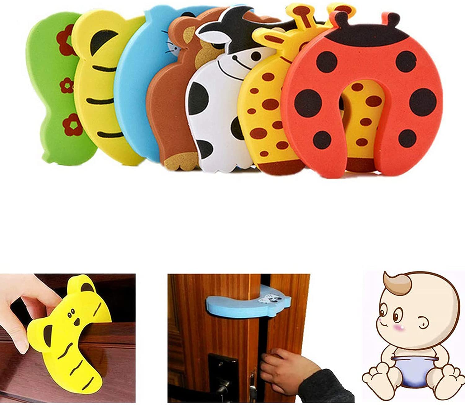 KPNG 2 PCS Different Cartoon Animal Cushion Children Safety Foam Door