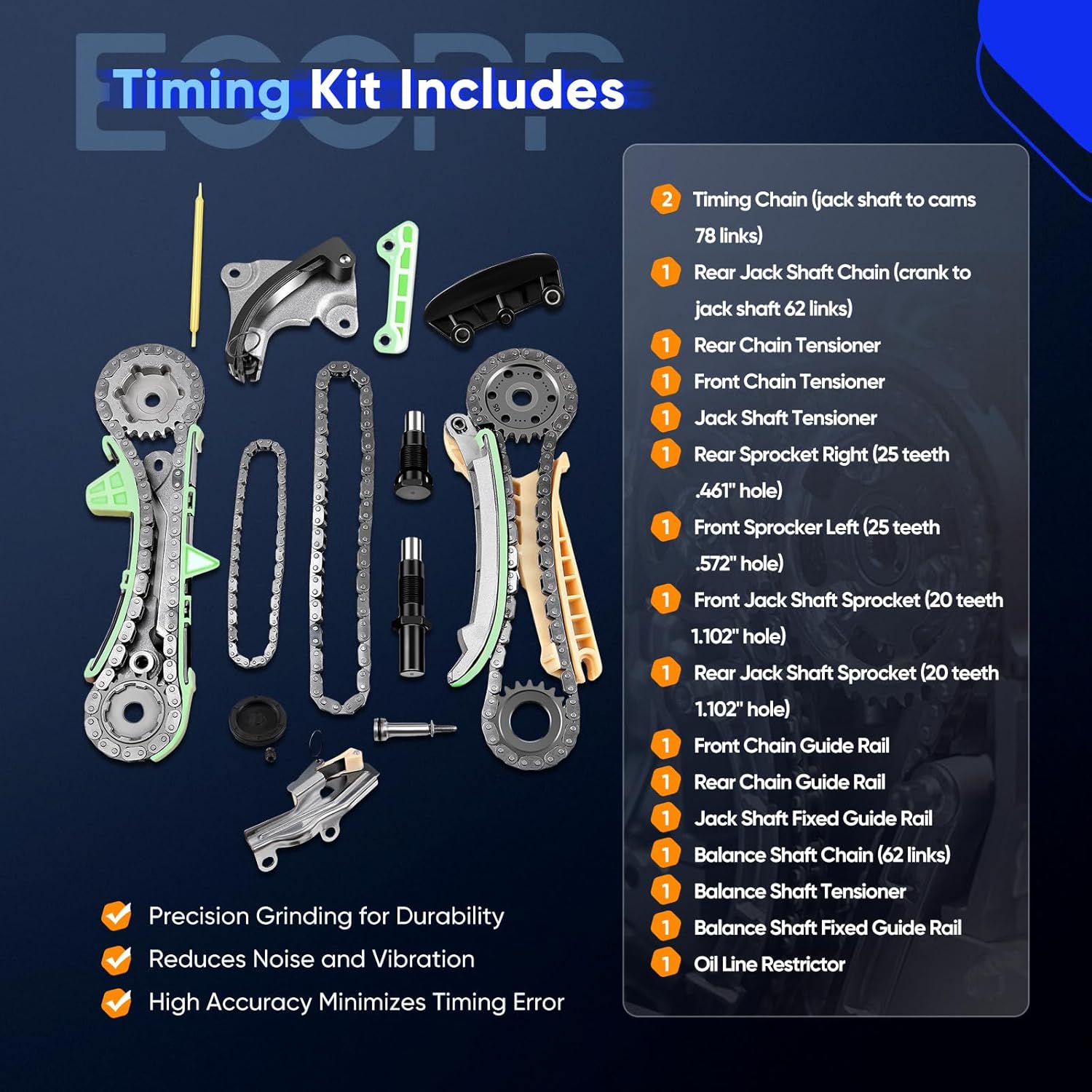 ECCPP TS20395F Timing Chain Kit Fit for ford Explorer Ranger Mustang for Mazda Mountaineer 4.0l Sohc Engine Timing Chain Gear Kit 2006 2007 2008