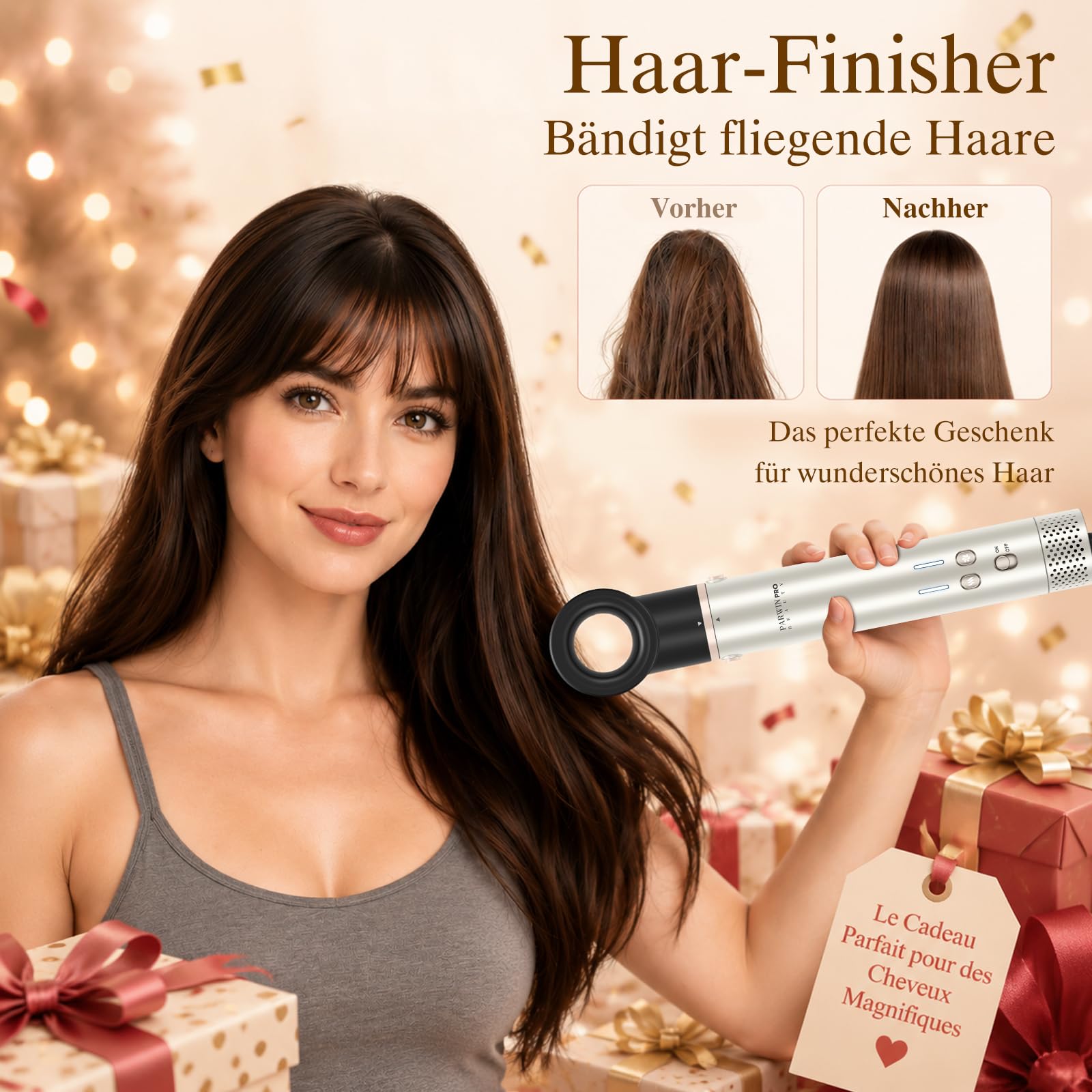 7 in 1 AirStyler, Automatische Doppelspannung MaxAIR 2.0 Multi-Styler Set | mit Luftglätter, 28mm automatischer Lockenwickler, 110000 U/Min, Glättender Finish-Aufsatz, Diffusor, Champagnersilber