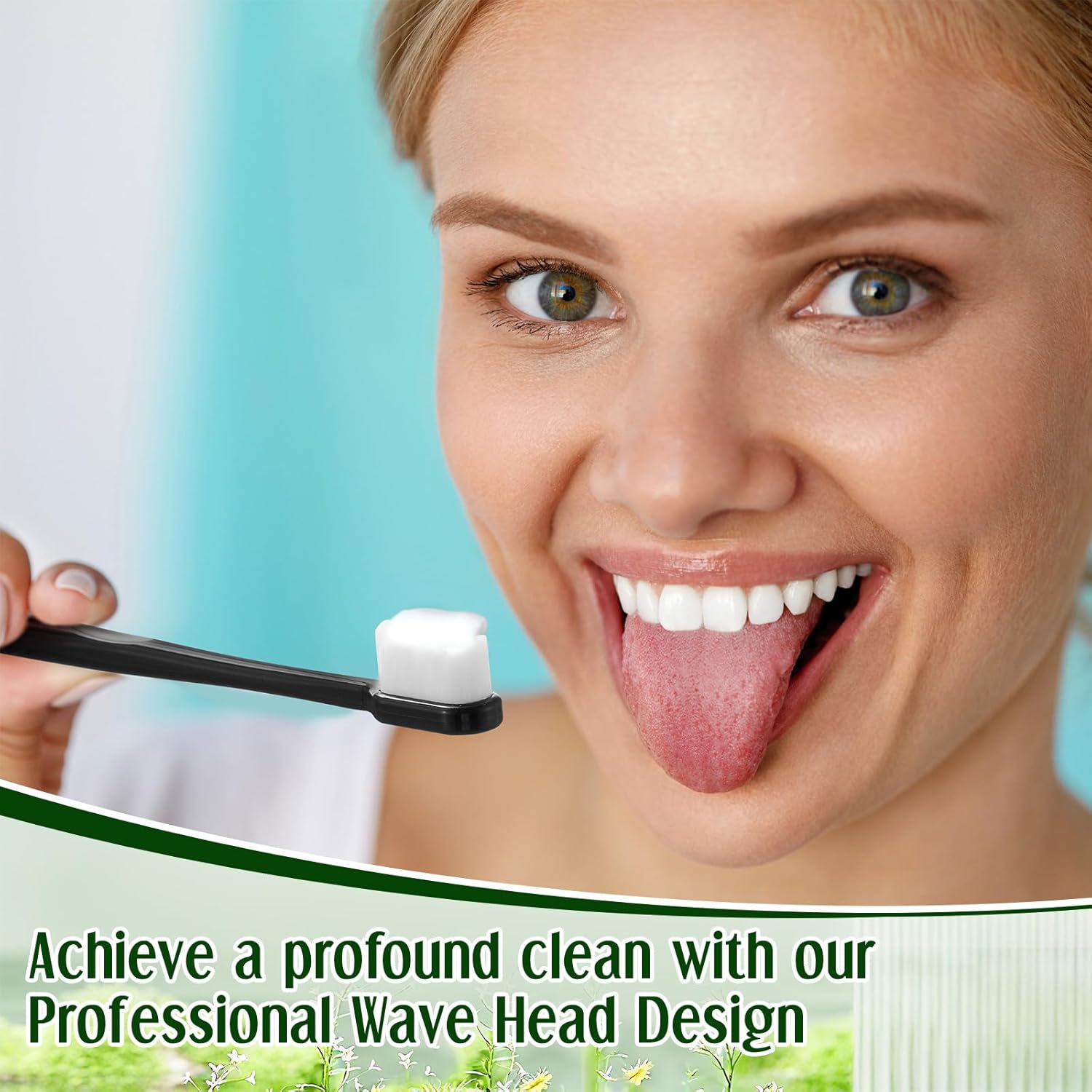 FoldTier 100 Pcs Nano Toothbrush 6.7" Micro Fur Extra Soft Bristle Wavy Head for Adults, Gentle for Sensitive & Recession, Oral Care(Black & White)