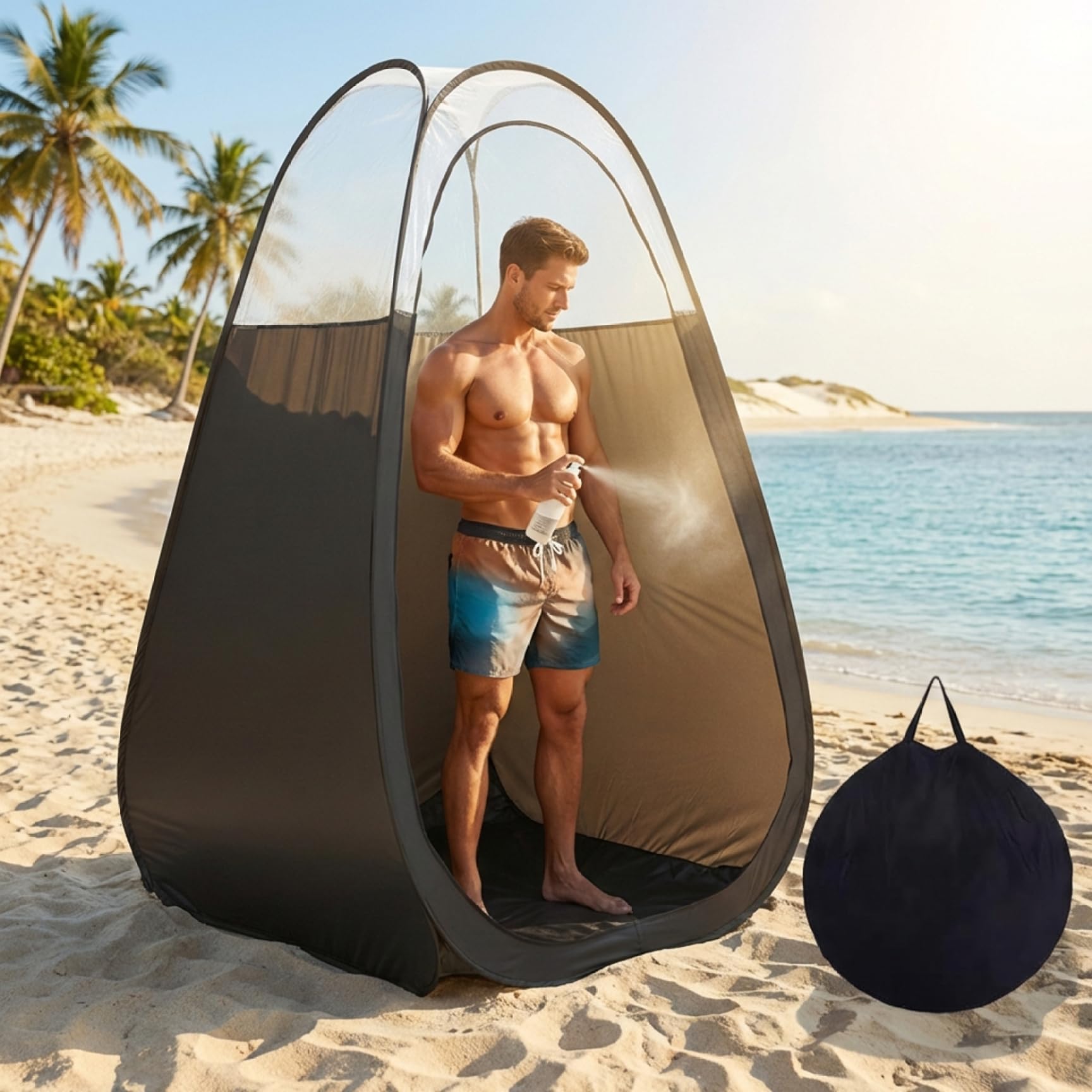 Tente de Bronzage, Tente de Bronzage par pulvérisation, Cabine instantanée Portable avec Sac Transport pour Douche et Change en Plein air, 47 x 47 x 75 Pouces, Cabine par p
