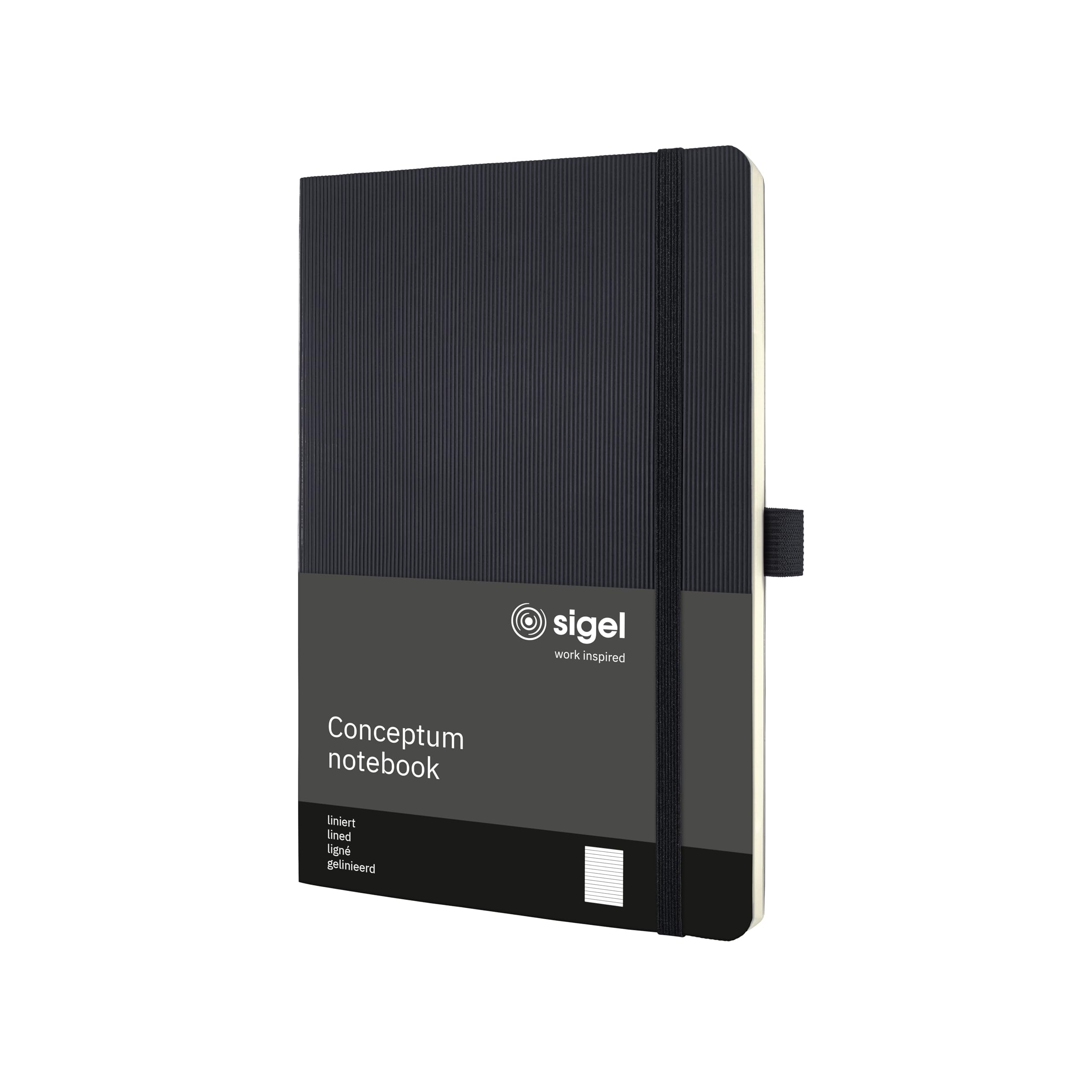 SIGEL CO321 Notizbuch Conceptum, ca. A5, liniert, Softcover, schwarz: 80 g/m², 194 S., FSC-zertifiziert, vegan