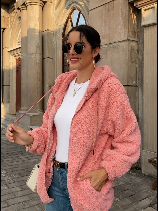 Vipwest Womens Full Zip Fleece Jacket 2025 Long Sleeve Hooded