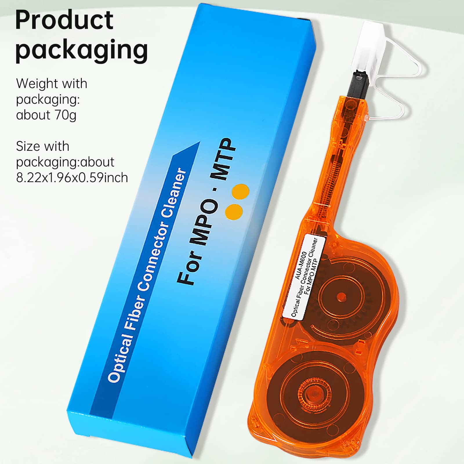 Paquete de 5 limpiadores de fibra óptica para conector MTP/MPO – Limpiador de conectores ópticos más de 600 limpia la cara final de fibra limpia y limpia el conector óptico (naranja)