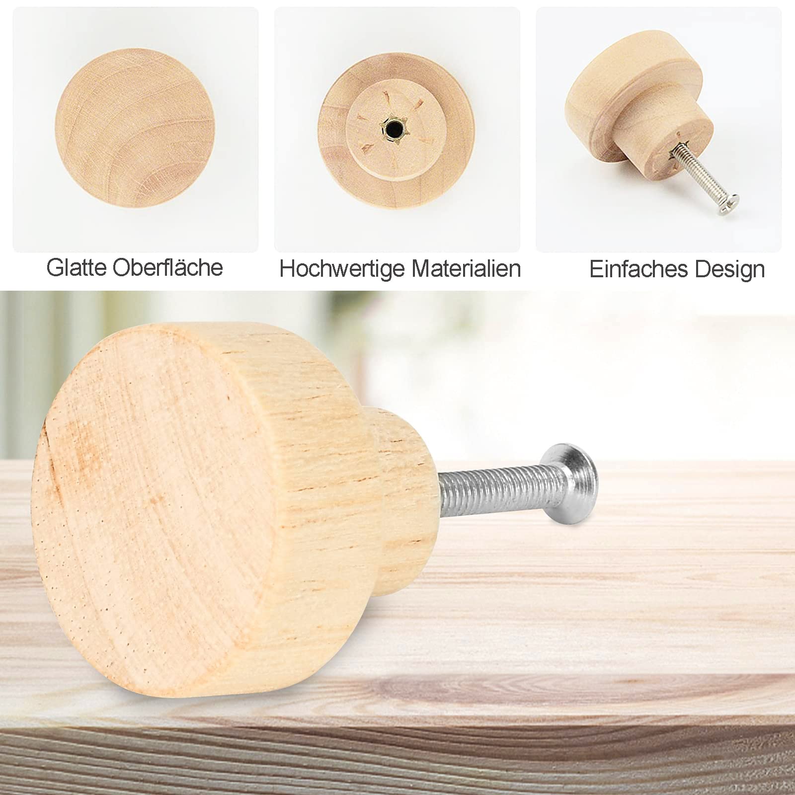 Lot De 10 Boutons Ronds En Bois De 24 Mm De Diamètre Pour Armoire