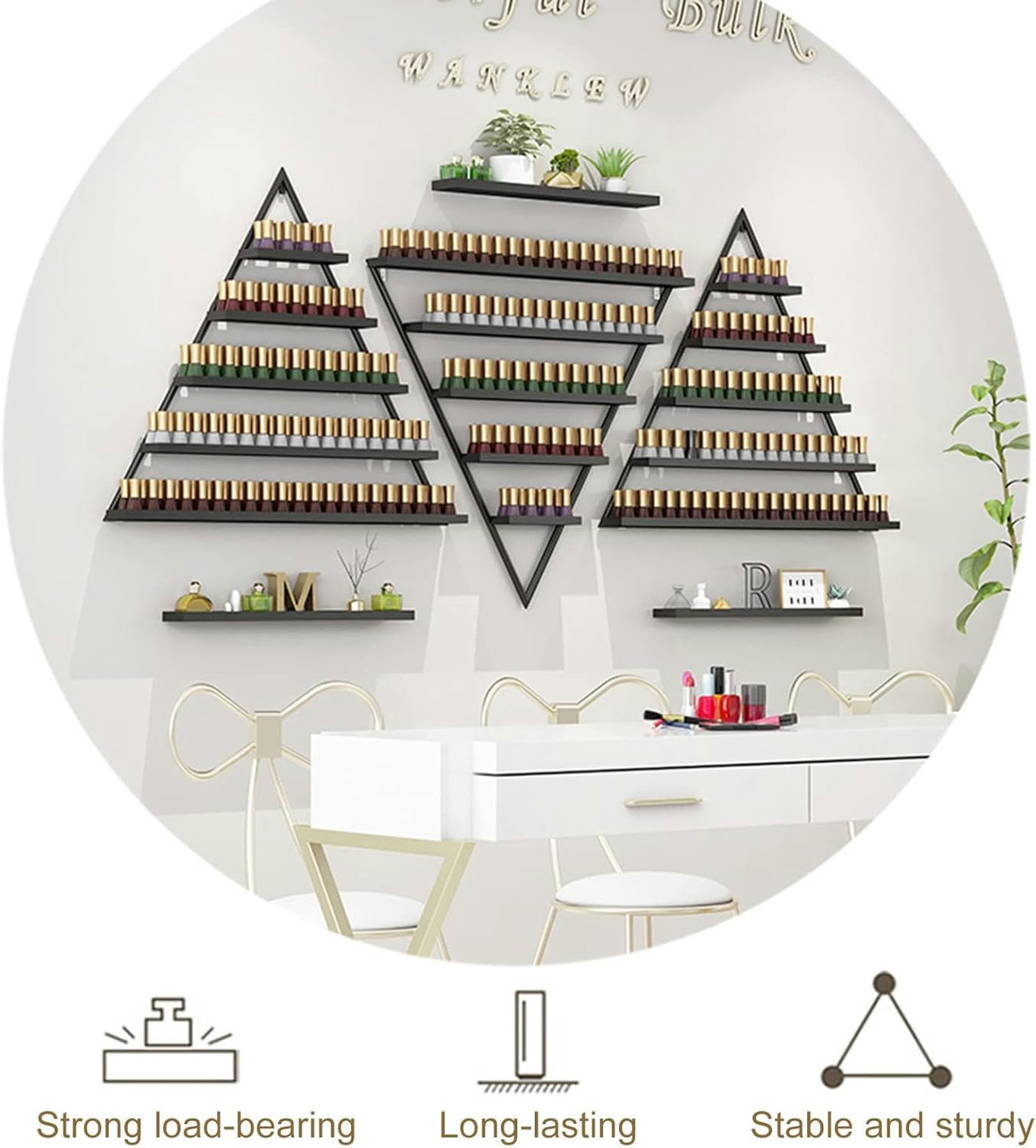 Portaoggetti da Parete per smalti e profumi, in Metallo, per Esposizione di Oli Essenziali, per casa, Salone, Spa, attività Commerciali (Rosa, 1 Pezzo (Confezione da 1))