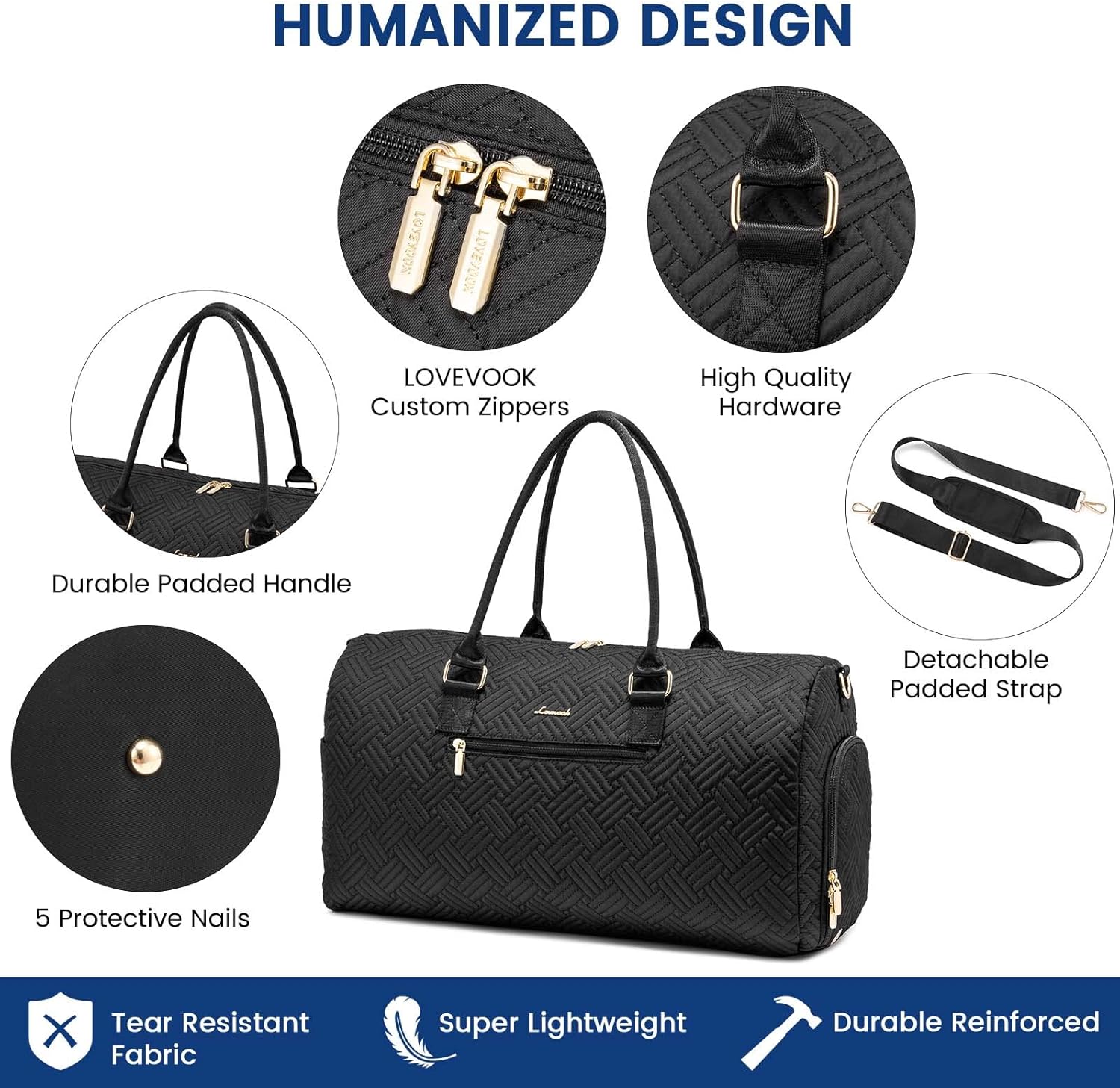 LOVEVOOK Travel Duffle Bag, Weekender Bag for Women with Toiletry Bag, Carry on Overnight Bag with Shoe Compartment, Gym Duffel Bag with Wet Pocket, Mommy Hospital Bags for Labor and Delivery - Image 3