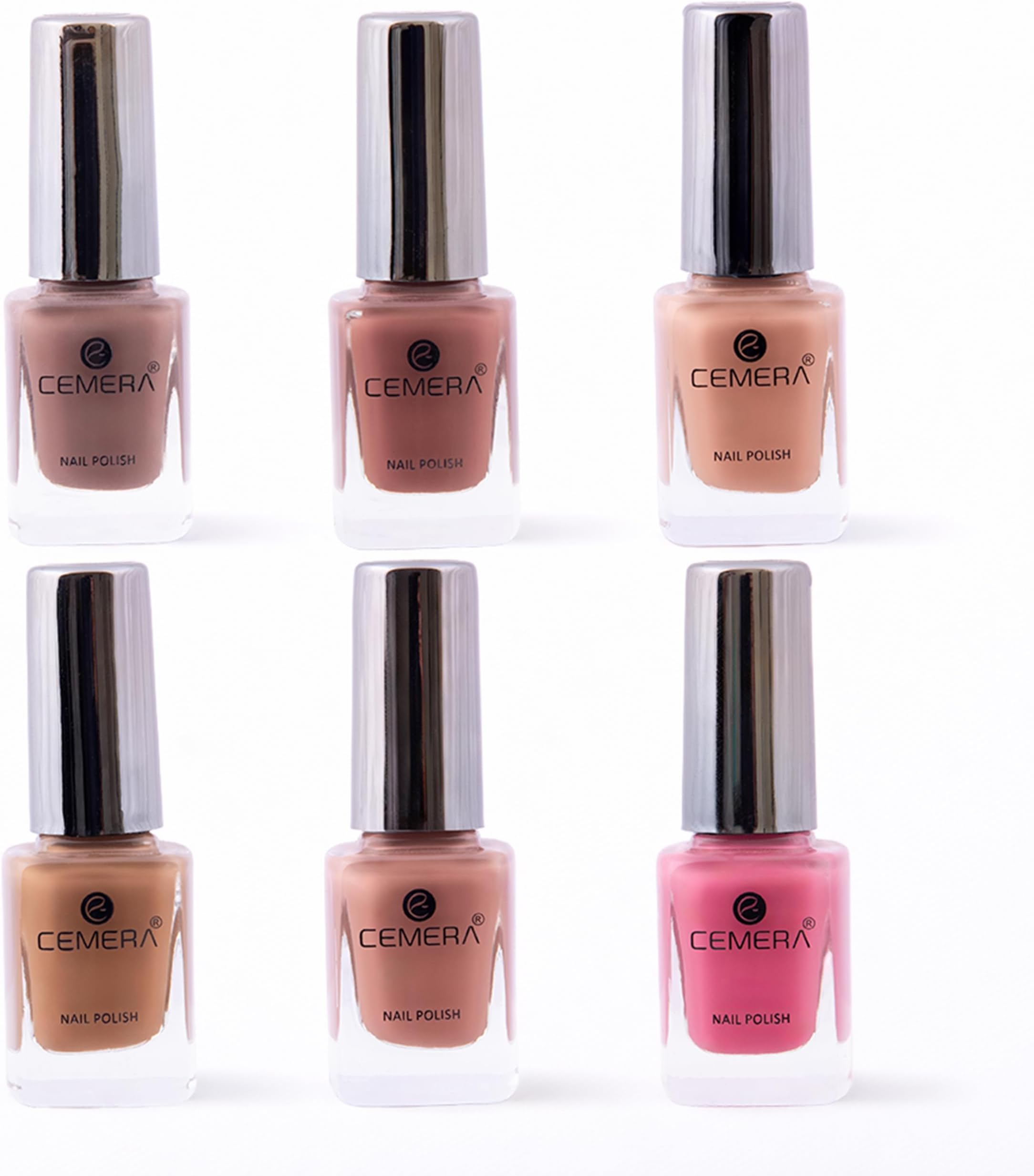 Nail Polish Combo Pack of 6 (10 ml Each) | High Pigment Quick Dry Long Lasting Salon Finish (Basil (Coral, Peach Nude, Warm Beige, Caramel, Auburn, Rosewood))