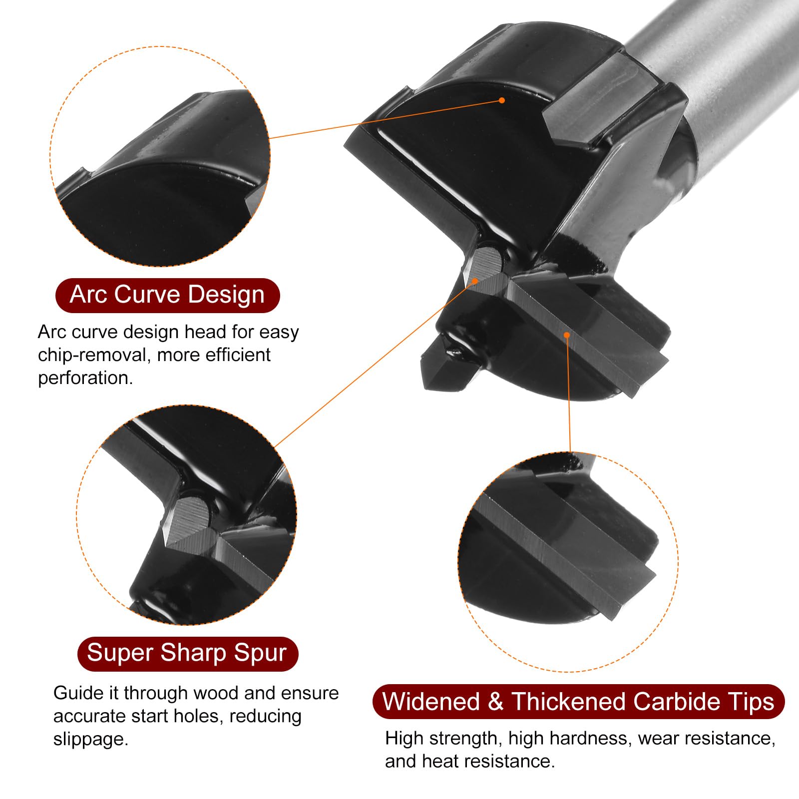 Forstner Drill Bit 1-7/8" (48mm) Carbide Upgraded 3 Flutes Wood Drill Bits - View #13