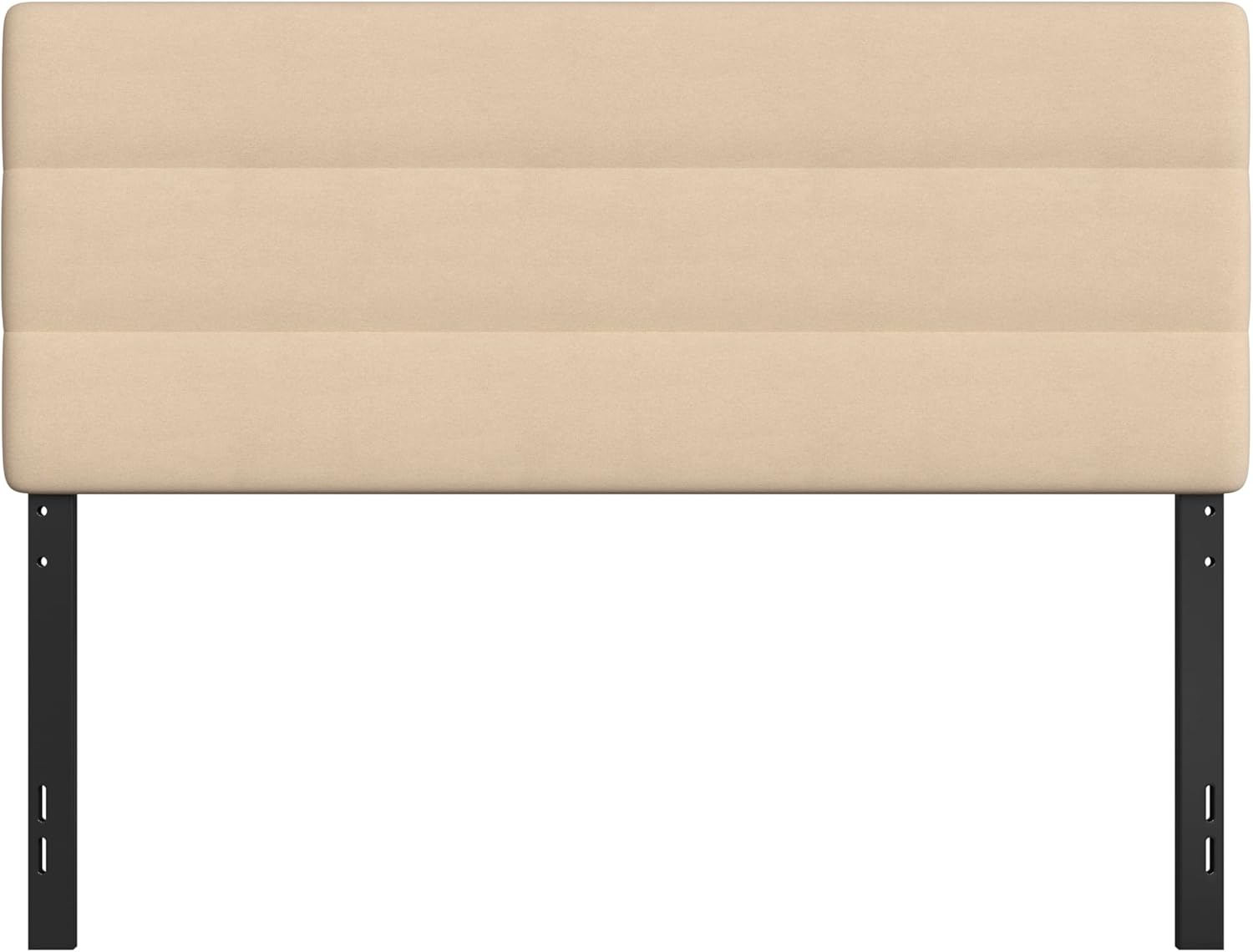 EMMA + OLIVER Gannon Queen Headboard - Cream Fabric Upholstery - Adjustable Height - Assembly in 30 Minutes or Less - Suitable for Most Bed Frames (Not Included)