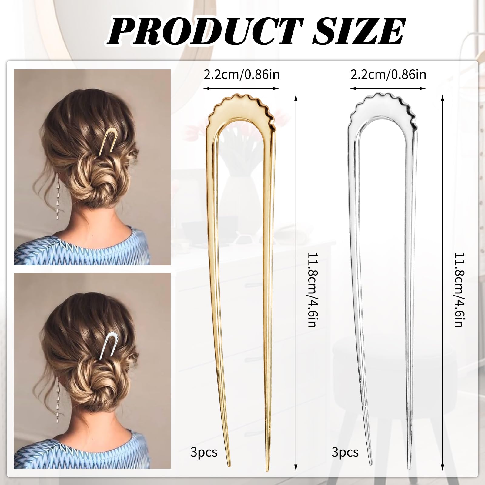 6PCS French Pin, French Twist Hair Pin, French Hair Pin Metal, U Shaped Hair Pins, French Pin Metal - Image 2