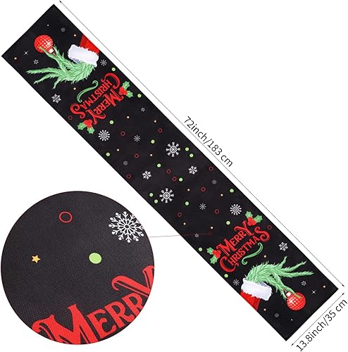 Miniatura 4 de Camino de mesa de Navidad negro de 14 x 72 pulgadas, rústico de casa de campo con temática de feliz Navidad, mantel de elfo para decoración de mesa