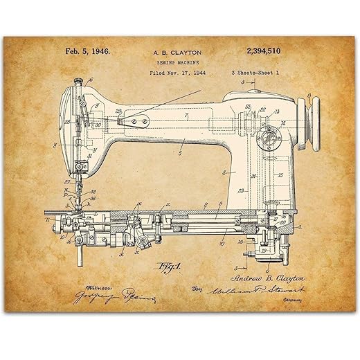 Singer Sewing Machine Patent - 11x14 Unframed Patent Print - Great Craft Room Decor and Gift for Quilters, Seamstresses, Tailors and Sewing Addicts Under $15