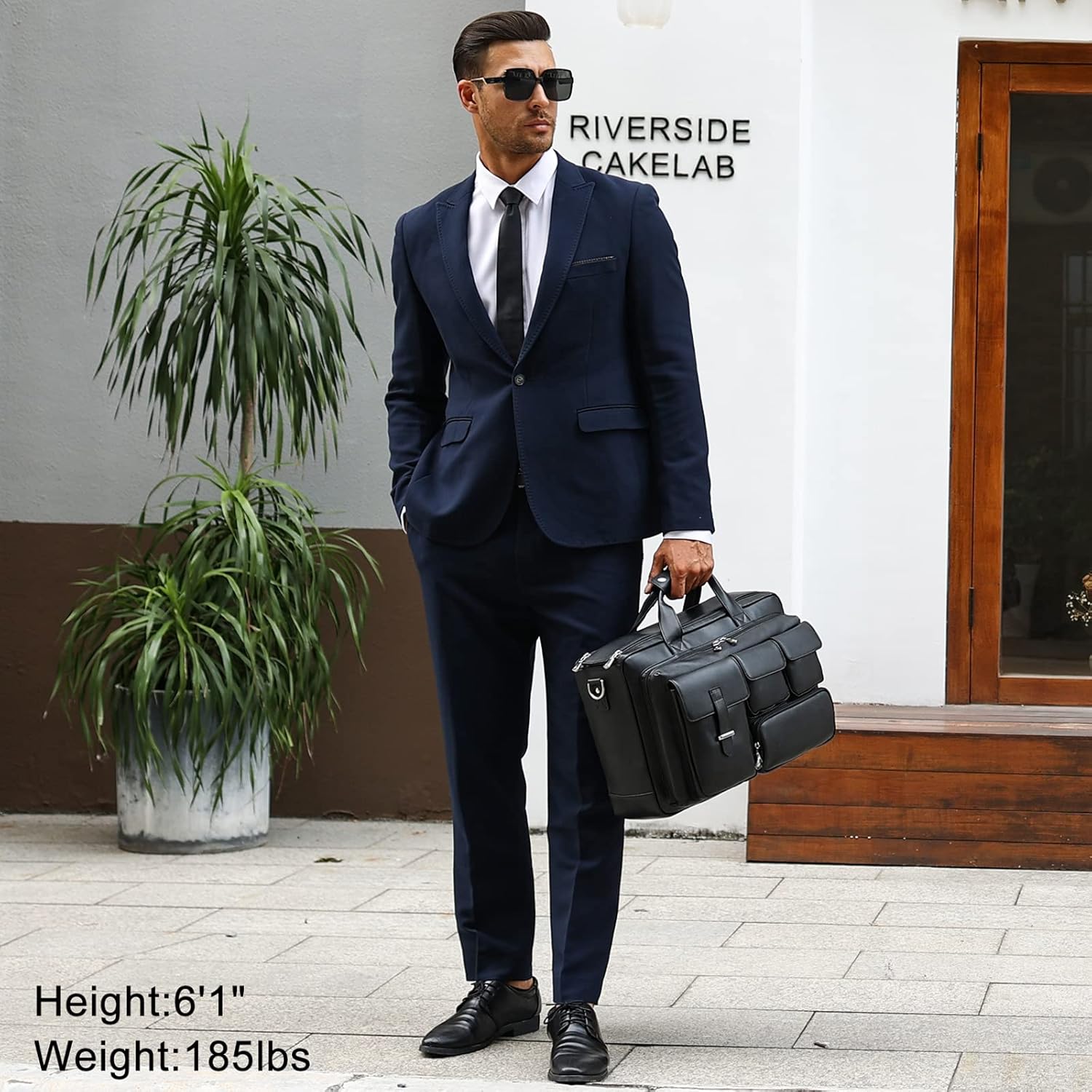 TIDING Full Grain Leather Briefcase For Men 17 Inch Laptop Case Business Travel Office Messenger Shoulder Bag - Image 2