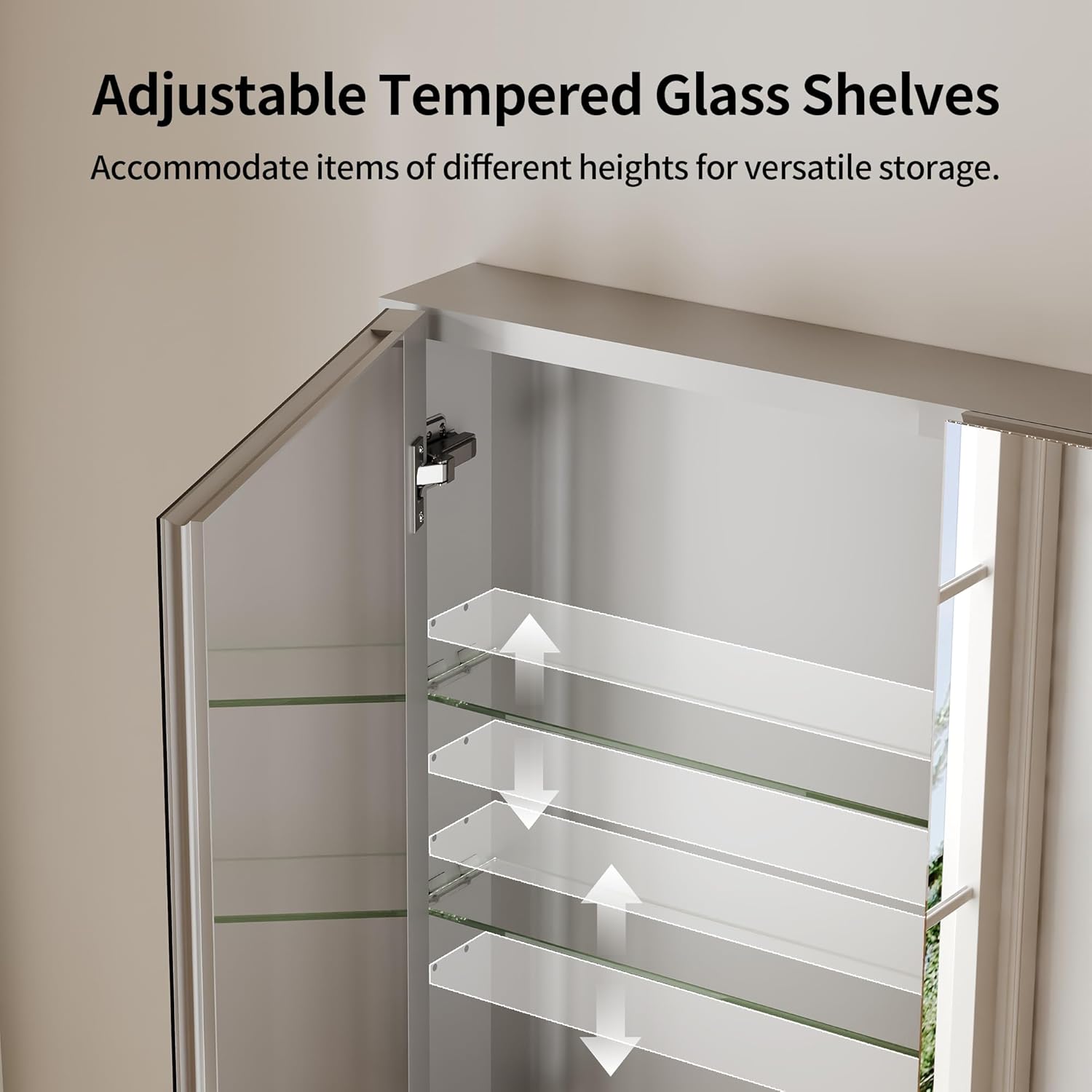 DeerValley Medicine Cabinet with Mirror, 48" W x 26" H Bathroom Mirror with Storage, 3 Doors Frameless Modern Wall Mount Mirrored Medicine Cabinets with 2 Adjustable Shelves DV-1MC0149