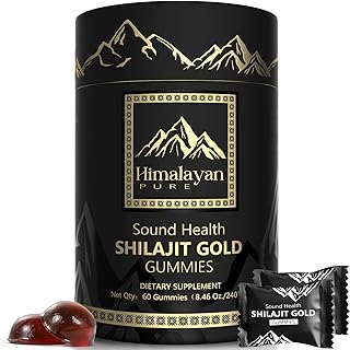 Sound Health Shilajit Gold Gummies | 3000mg Shilajit with Ashwagandha & Ginseng | 85+ Trace Minerals & Fulvic Acid | No Added Sugar, Non-GMO, Vegan | 60 Gummies for Men & Women