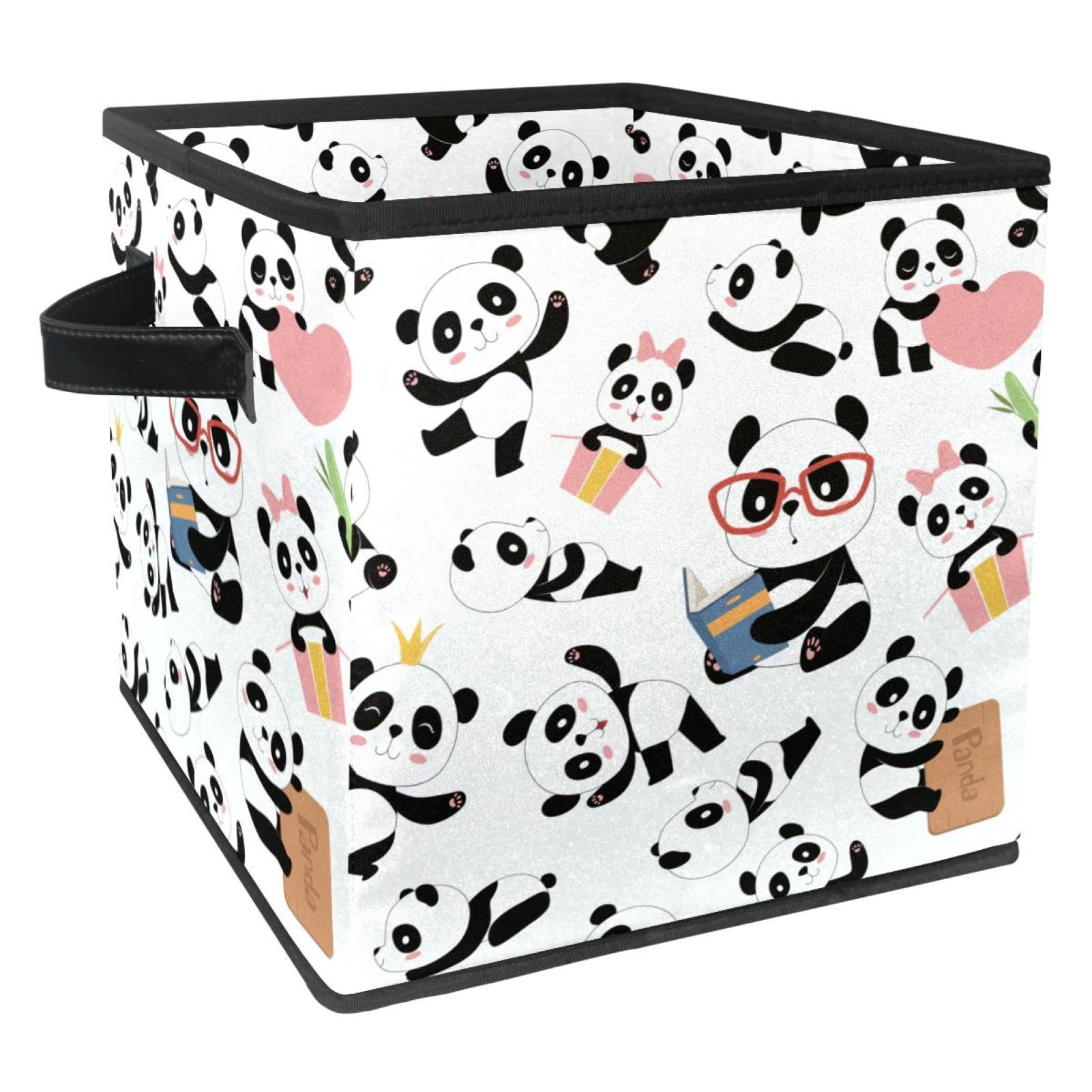 Boîte de rangement pliable motif panda en tissu pour chambre d'enfant