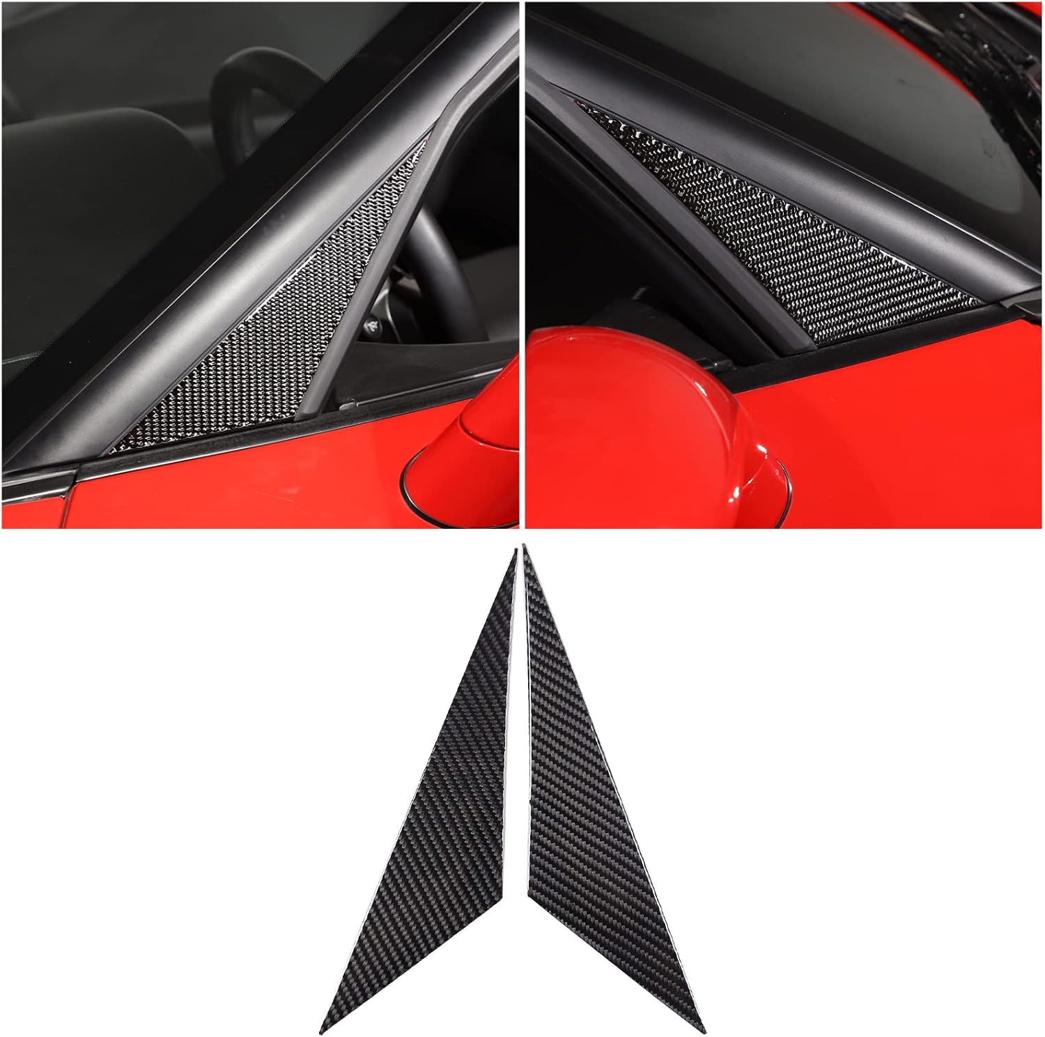 PIUGILH Soft Carbon Fiber A-Pillar Panel Cover Trim Kit, Outer Car Side Windshield A-Pillar Molding Trim Accessories for Corvette C6 2005-2013, 2Pcs (Black)
