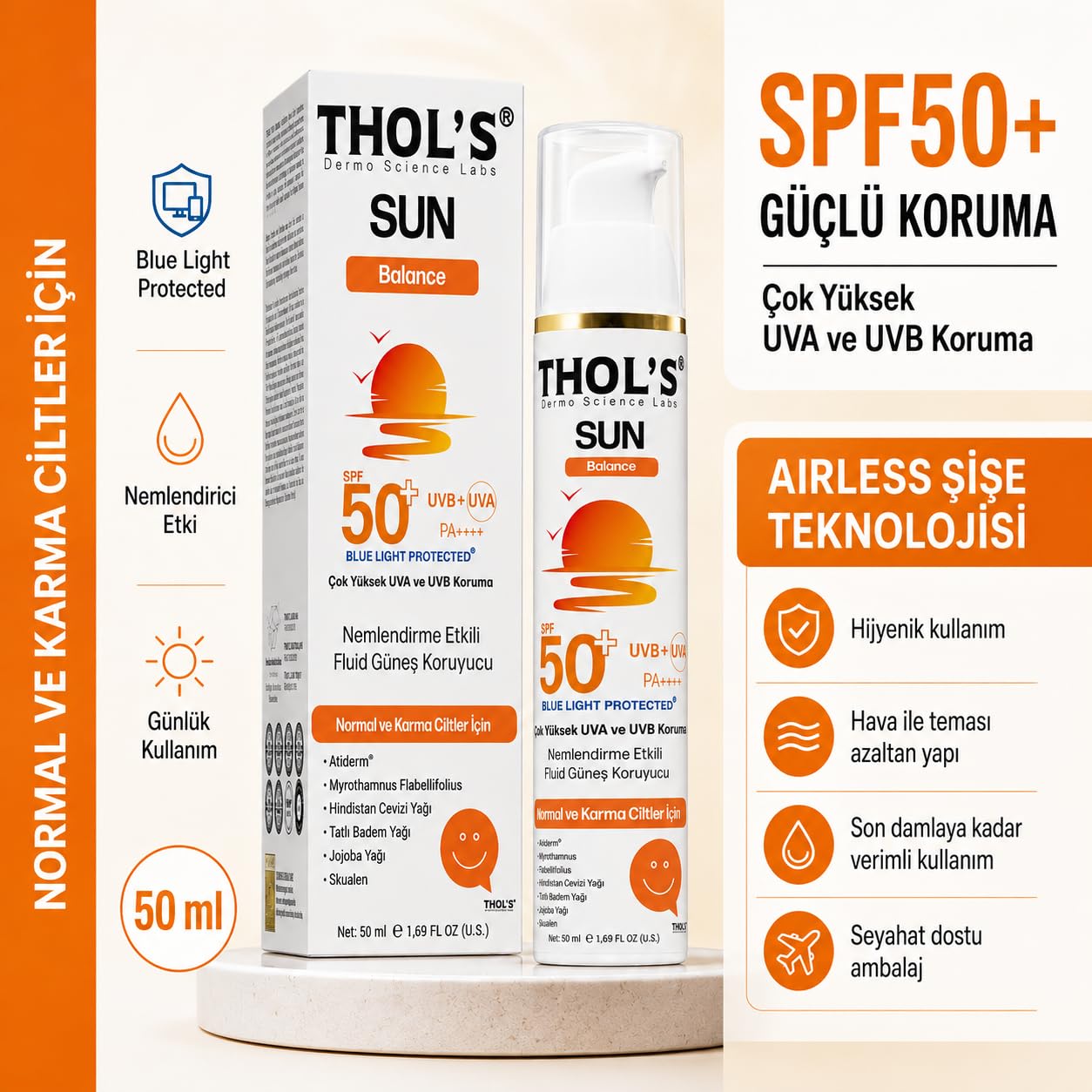 THOL’S Sun Balance Nemlendirme Etkili Fluid Güneş Koruyucu SPF50+ 50 ml