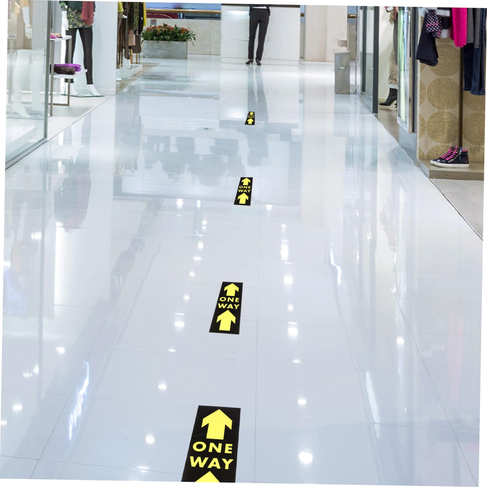 VILLCASE 5pcs Floor Stickers Floor Decals Social Distance Stickers Floor Warning Sign Distance Labels and Mask Signs Safety Distance Sign Safety Floor Sign Floor Indicator Sticker Pvc